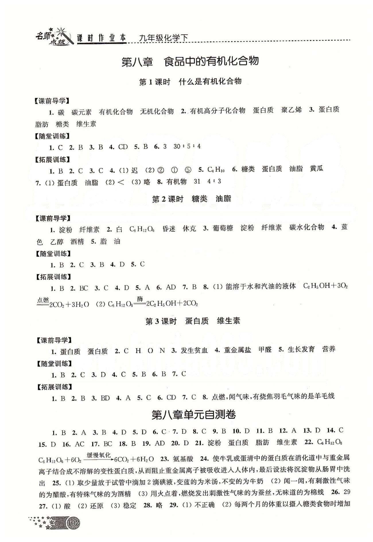 名師點撥課時作業(yè)本九年級下化學(xué)現(xiàn)代教育出版社 第六章-第九章 [6]