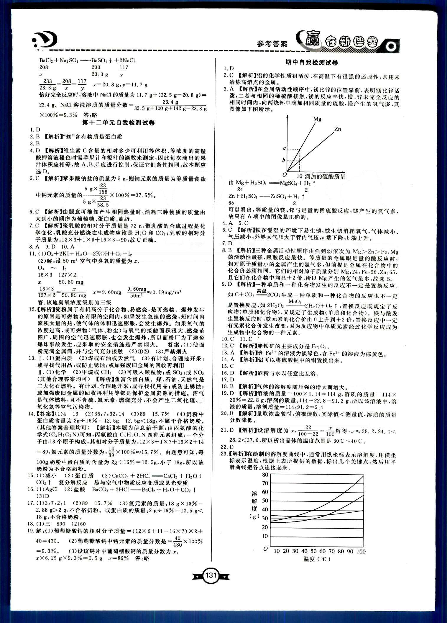 贏在新課堂九年級下化學(xué)東方出版社 自我檢查試卷 [4]