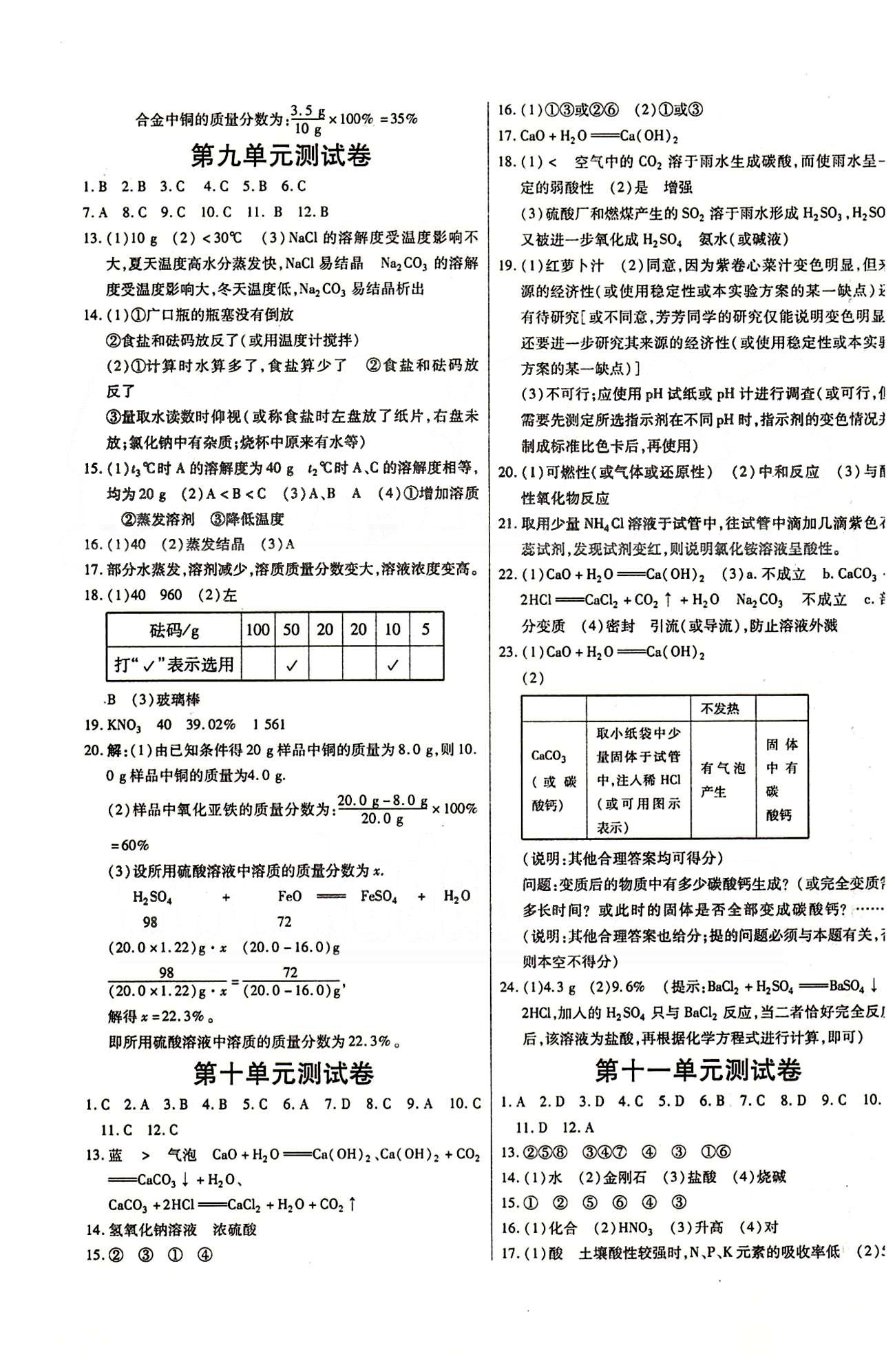 A+優(yōu)化作業(yè)本九年級(jí)下化學(xué)河北科學(xué)技術(shù)出版社 測(cè)試卷 [2]