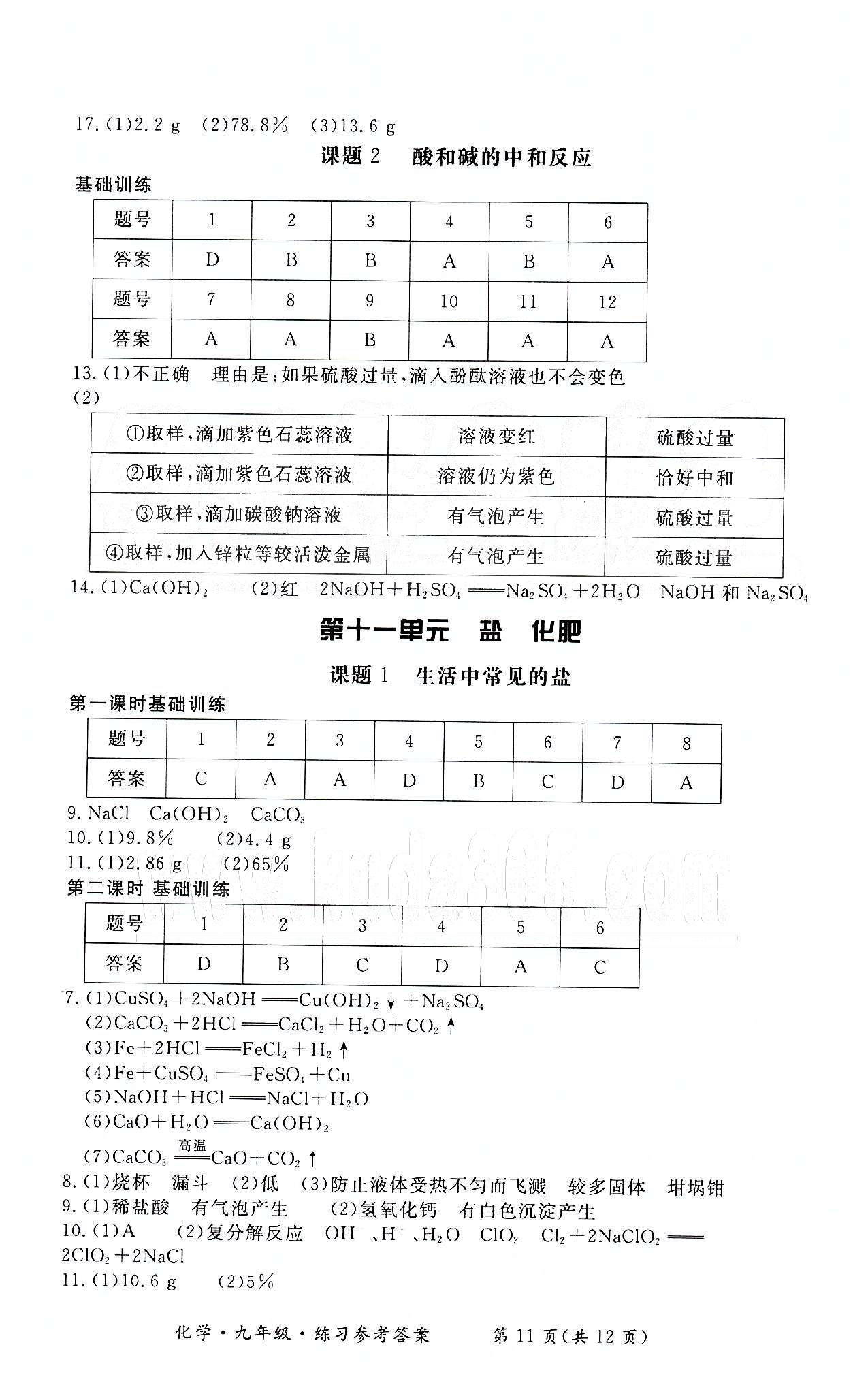 形成性練習(xí)與檢測九年級下化學(xué)東方出版社 第一單元-第十二單元 [11]