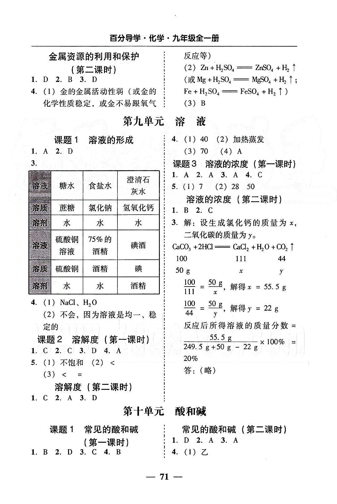 高效课堂100易百分百分导学九年级下化学南方出版传媒 五分钟基础知识课课清 [5]