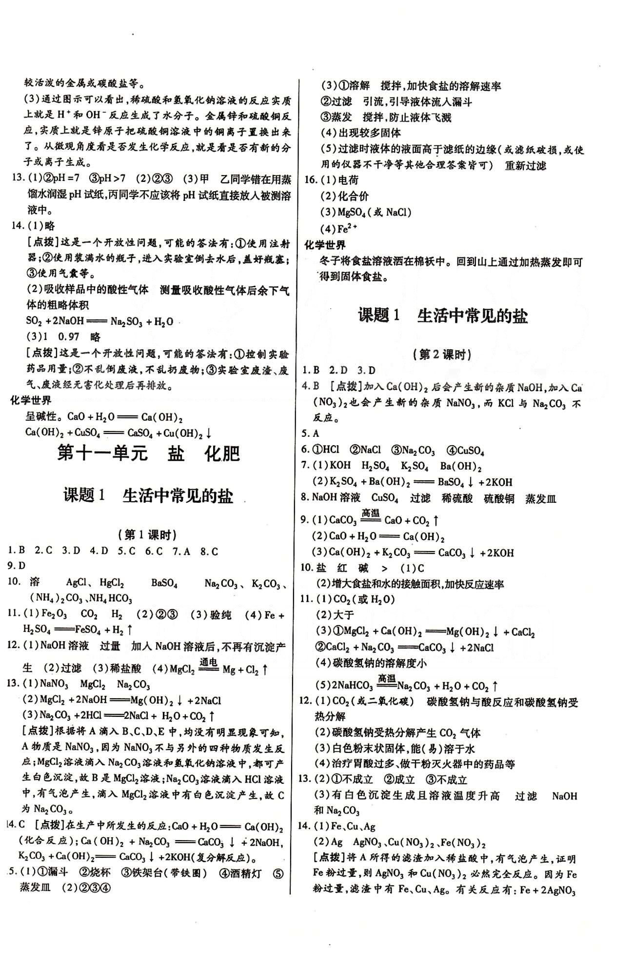 A+優(yōu)化作業(yè)本九年級(jí)下化學(xué)河北科學(xué)技術(shù)出版社 第十單元　酸和堿 [4]