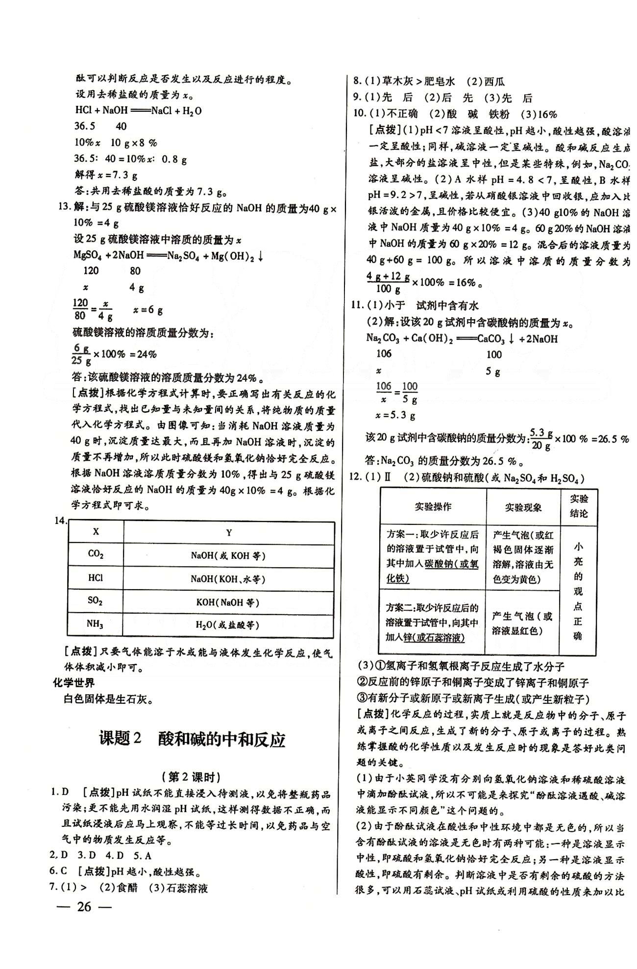 A+優(yōu)化作業(yè)本九年級下化學河北科學技術出版社 第十單元　酸和堿 [3]