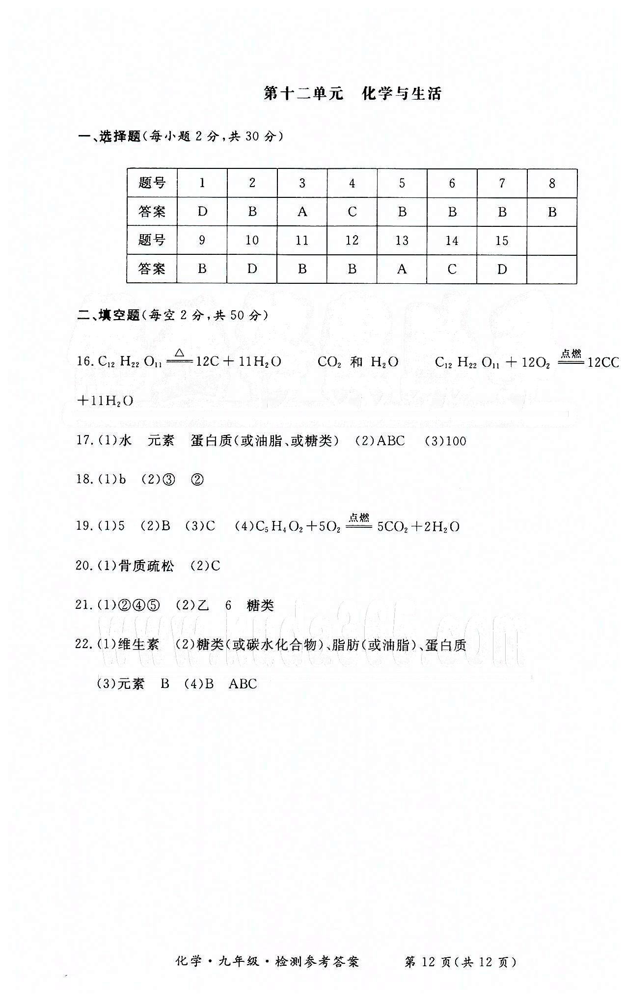 形成性練習與檢測九年級下化學東方出版社 檢測卷 [12]