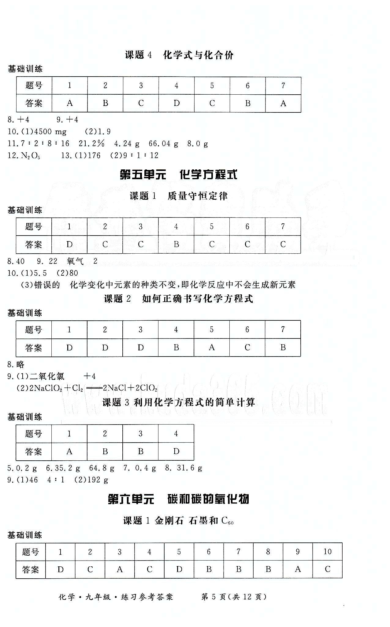 形成性練習(xí)與檢測(cè)九年級(jí)下化學(xué)東方出版社 第一單元-第十二單元 [5]