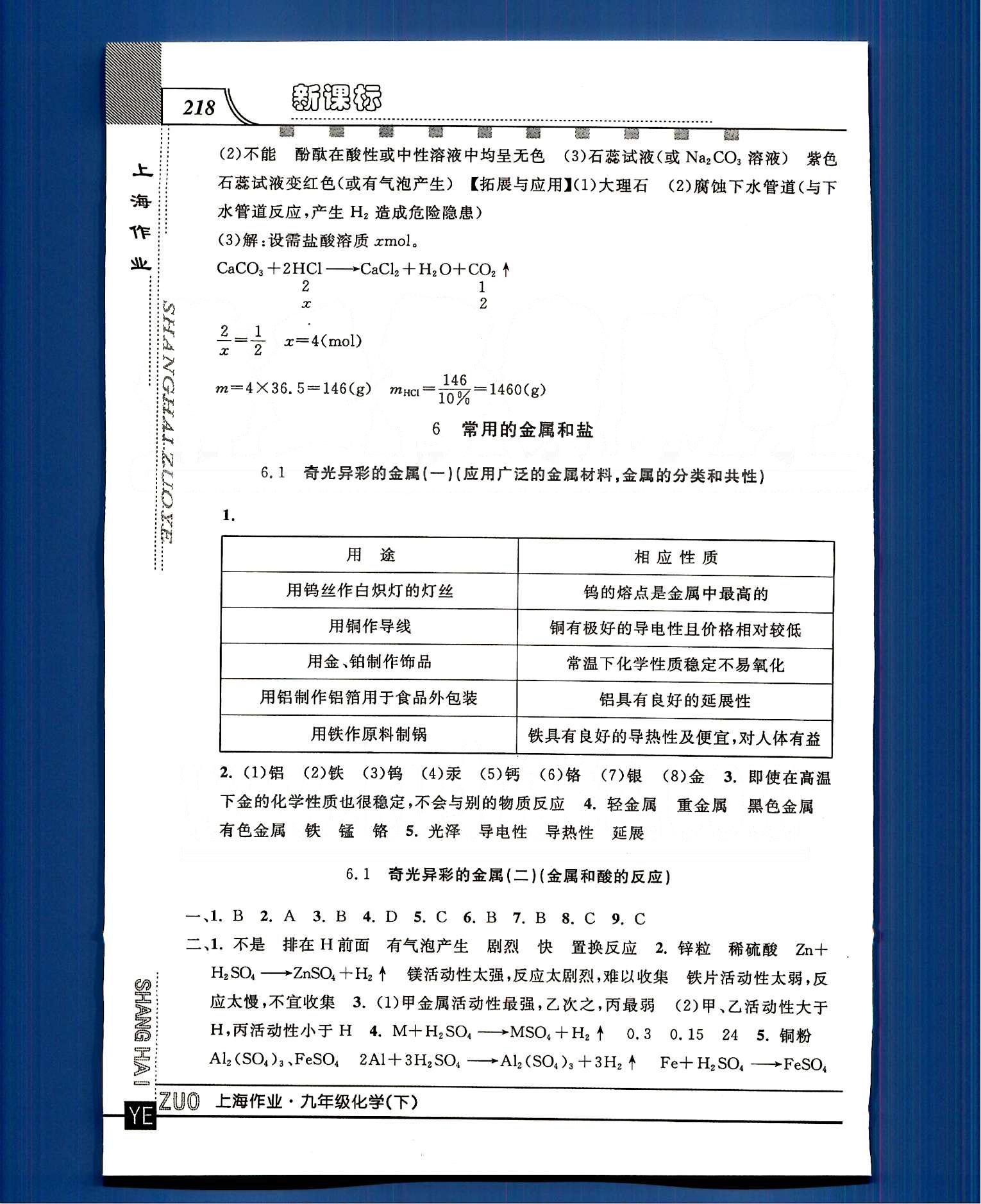 20145 鐘書金牌 上海作業(yè)九年級(jí)下化學(xué)上海大學(xué)出版社 第六章 [1]