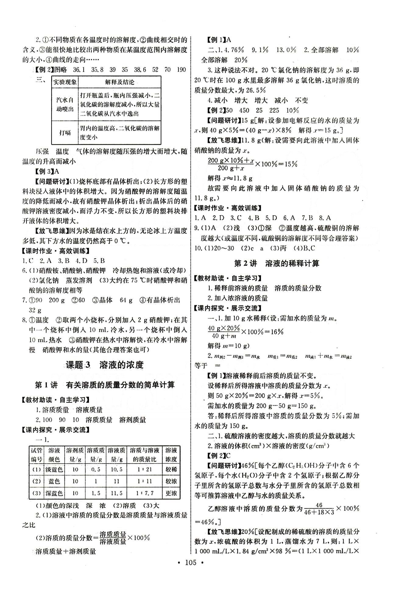 2015年能力培养与测试九年级化学下册人教版 第九单元　溶液 [3]