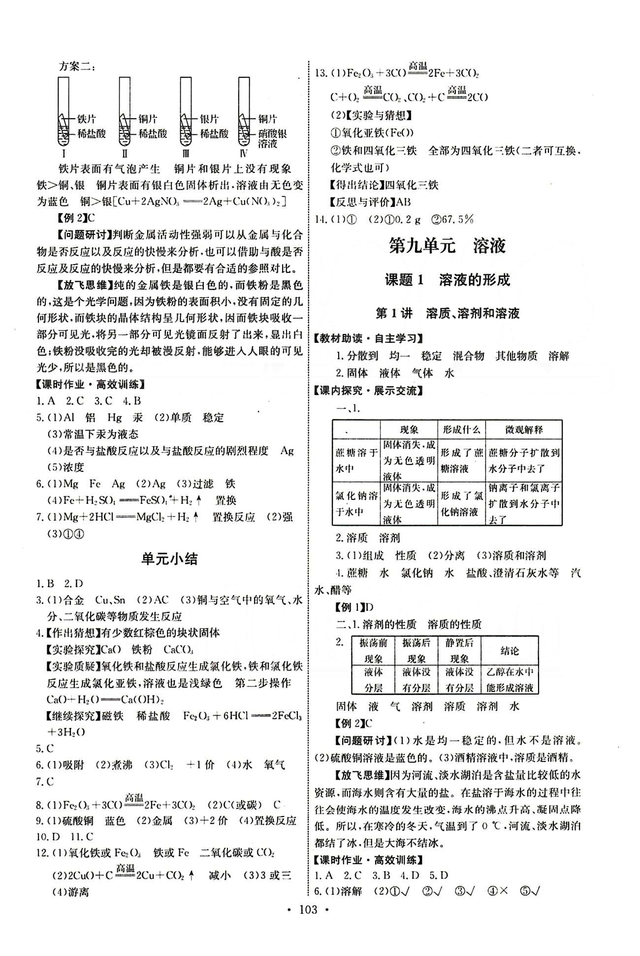 2015年能力培养与测试九年级化学下册人教版 第九单元　溶液 [1]