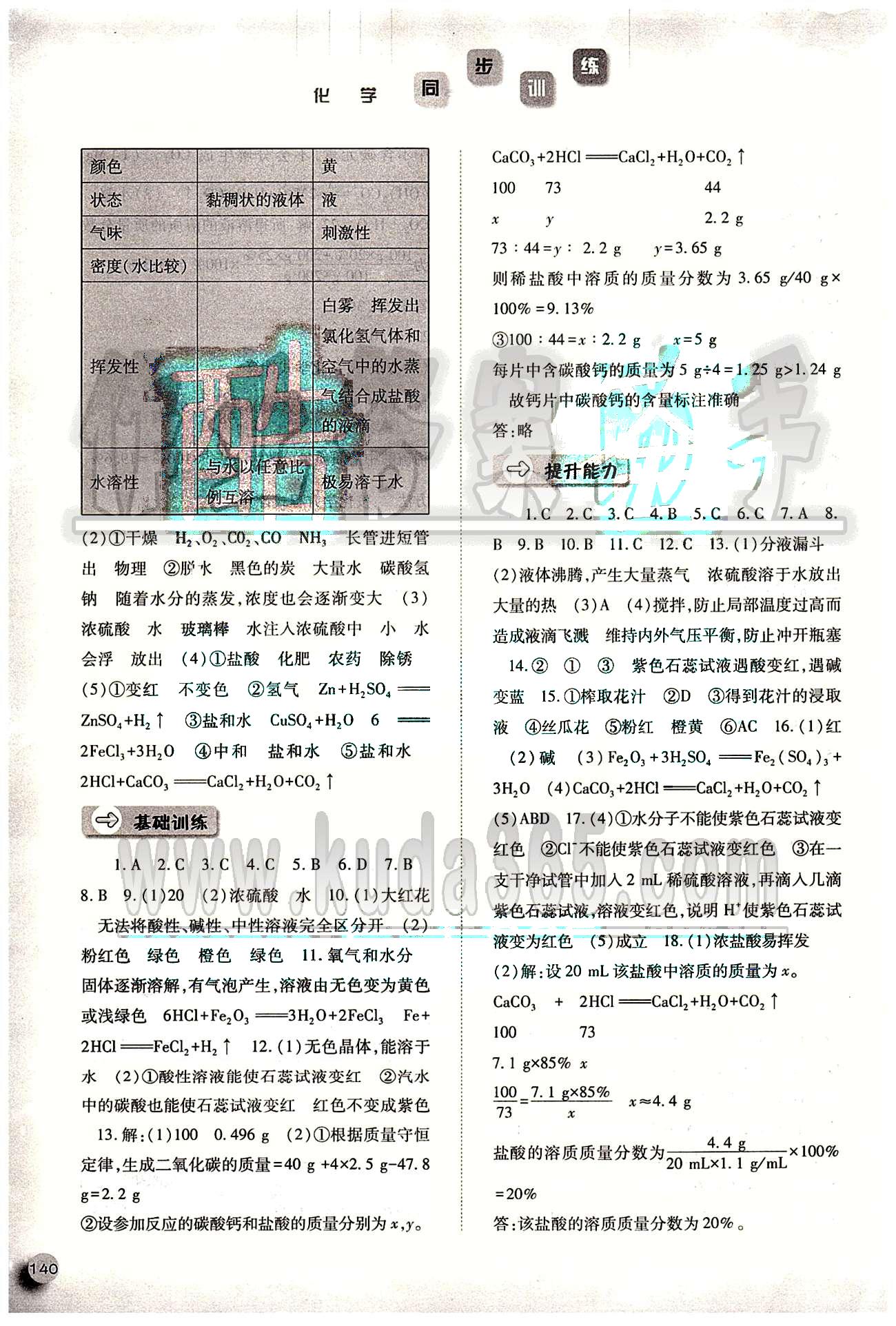 2015同步訓(xùn)練九年級(jí)下化學(xué)河北人民出版社 第十單元　酸和堿 [2]