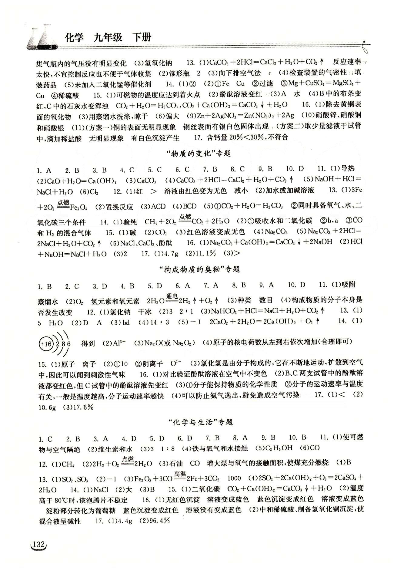 2015长江作业本同步练习册九年级下化学湖北教育出版社 综合复习专题 [2]