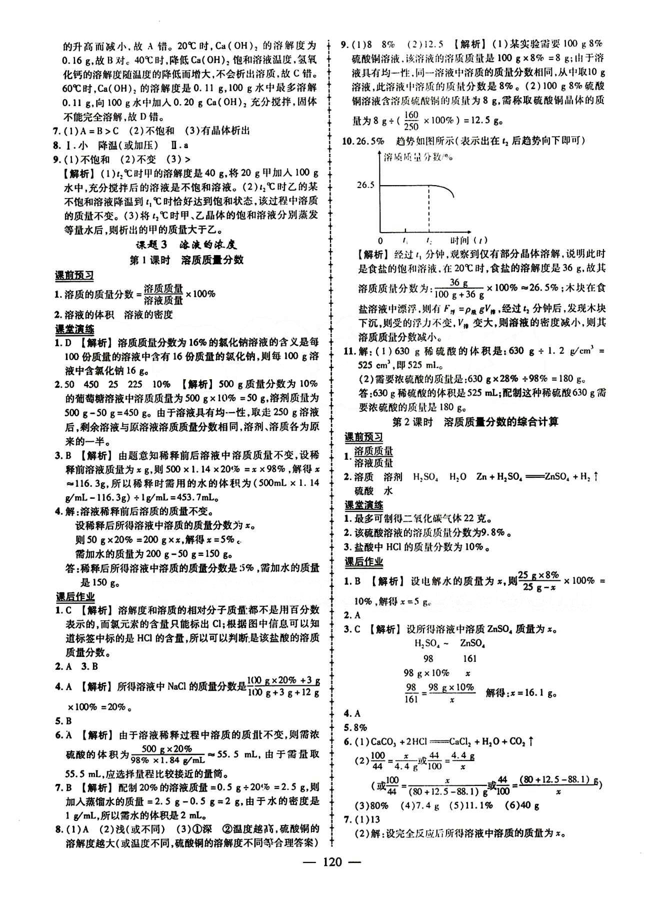 2015创优作业 导学练九年级下化学新疆人民出版社 第九单元　溶液 [3]