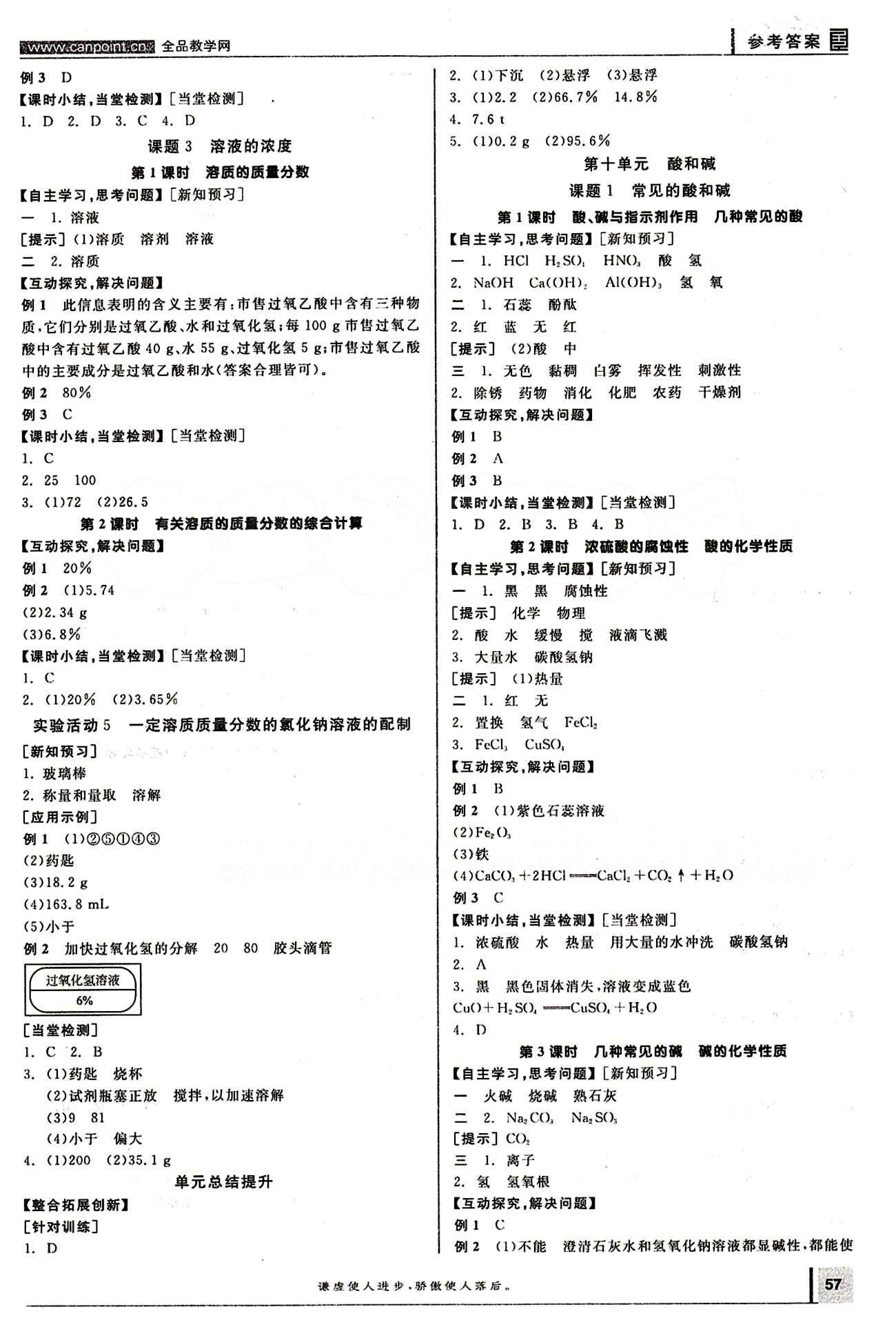 2015年全品學練考九年級化學下冊人教版 第十單元　酸和堿 [1]