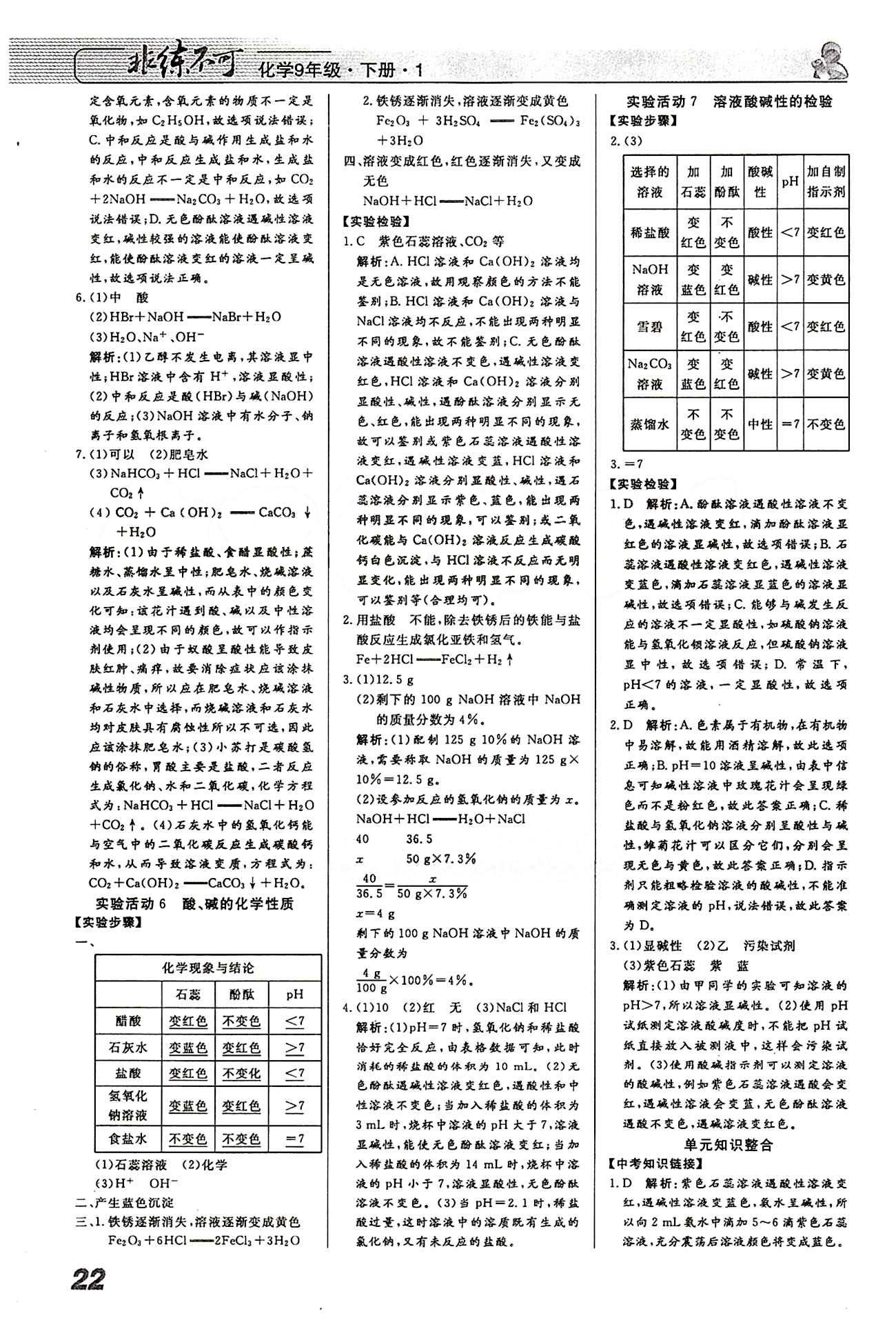 2015 課堂導(dǎo)學(xué) 課時作業(yè) 非練不可九年級下化學(xué)寧波出版社 第十單元　酸和堿 [3]