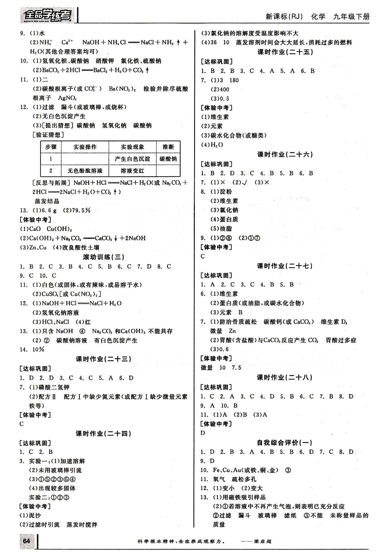 2015年全品學練考九年級化學下冊人教版 作業(yè)手冊 [5]