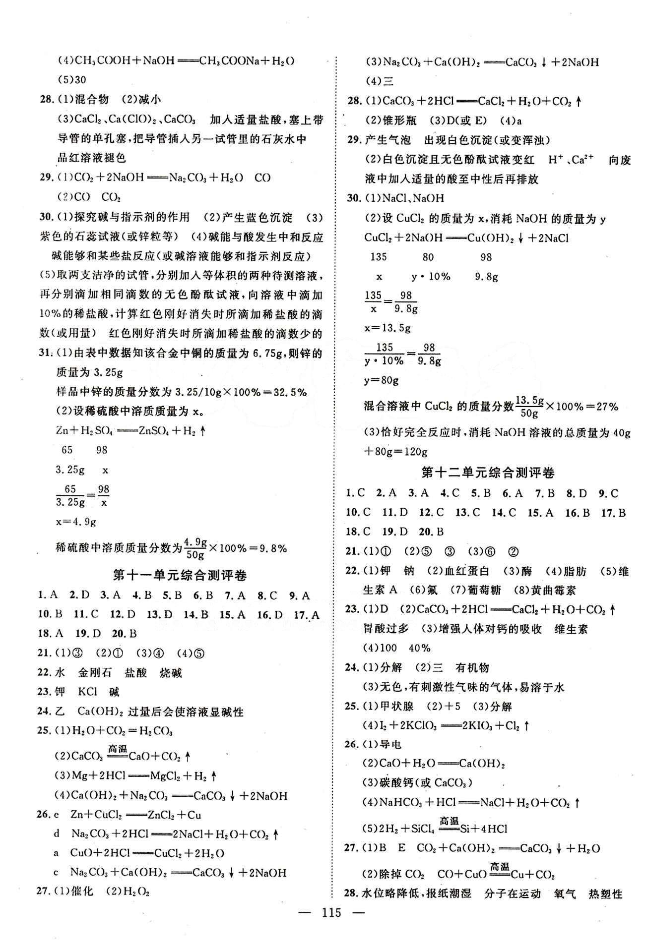 2015年名師學(xué)案九年級(jí)化學(xué)下冊人教版 綜合測評(píng)卷 [4]