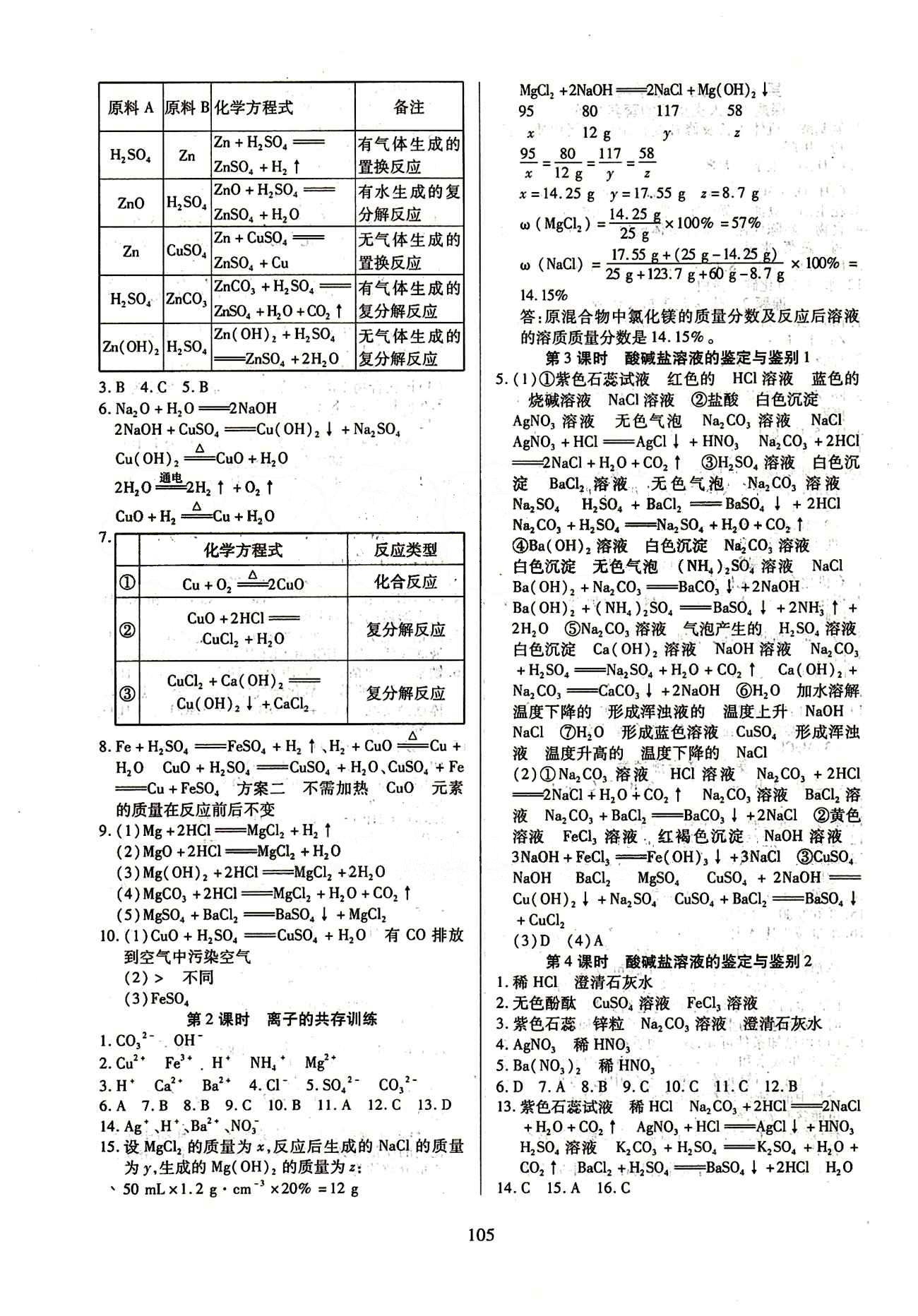 2015年有效課堂課時(shí)導(dǎo)學(xué)案九年級(jí)化學(xué)下冊(cè)人教版 第十一單元　鹽　化肥 [4]