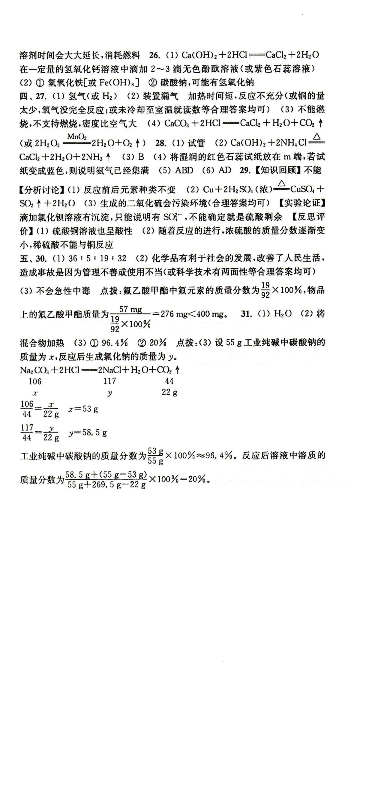 2015 通城學(xué)典 活頁檢測(cè)卷九年級(jí)下化學(xué)延邊大學(xué)出版社 期末復(fù)習(xí)專題 [7]