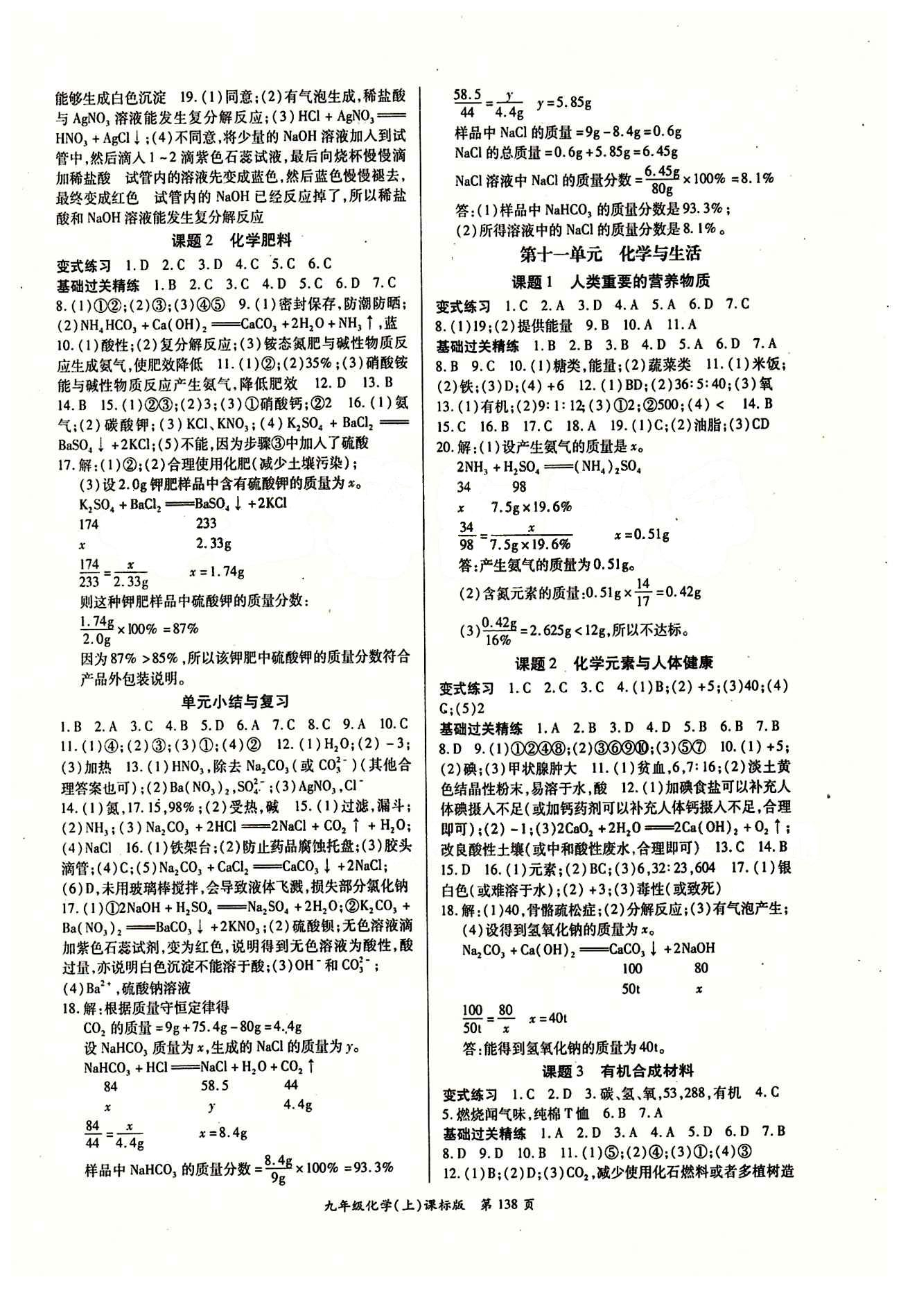 2015年启航新课堂名校名师同步学案九年级化学下册人教版 参考答案 [6]