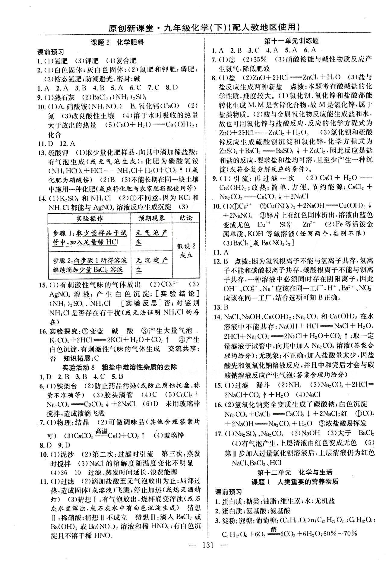 2015原創(chuàng) 新課堂九年級下化學(xué)新疆青少年出版社 第十二單元　化學(xué)與生活 [1]