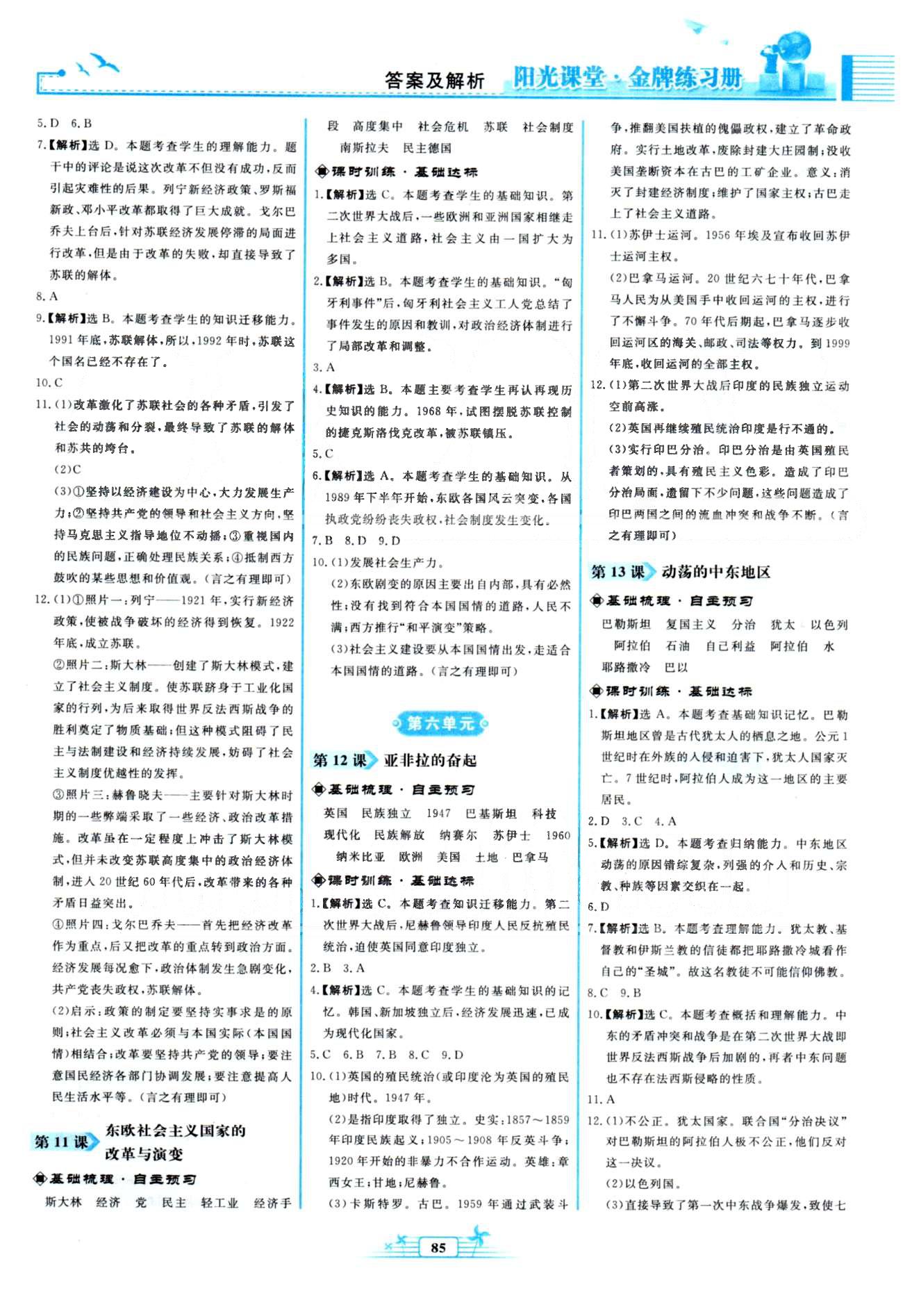 金牌练习册九年级下历史人民教育出版社 5-8单元 [2]