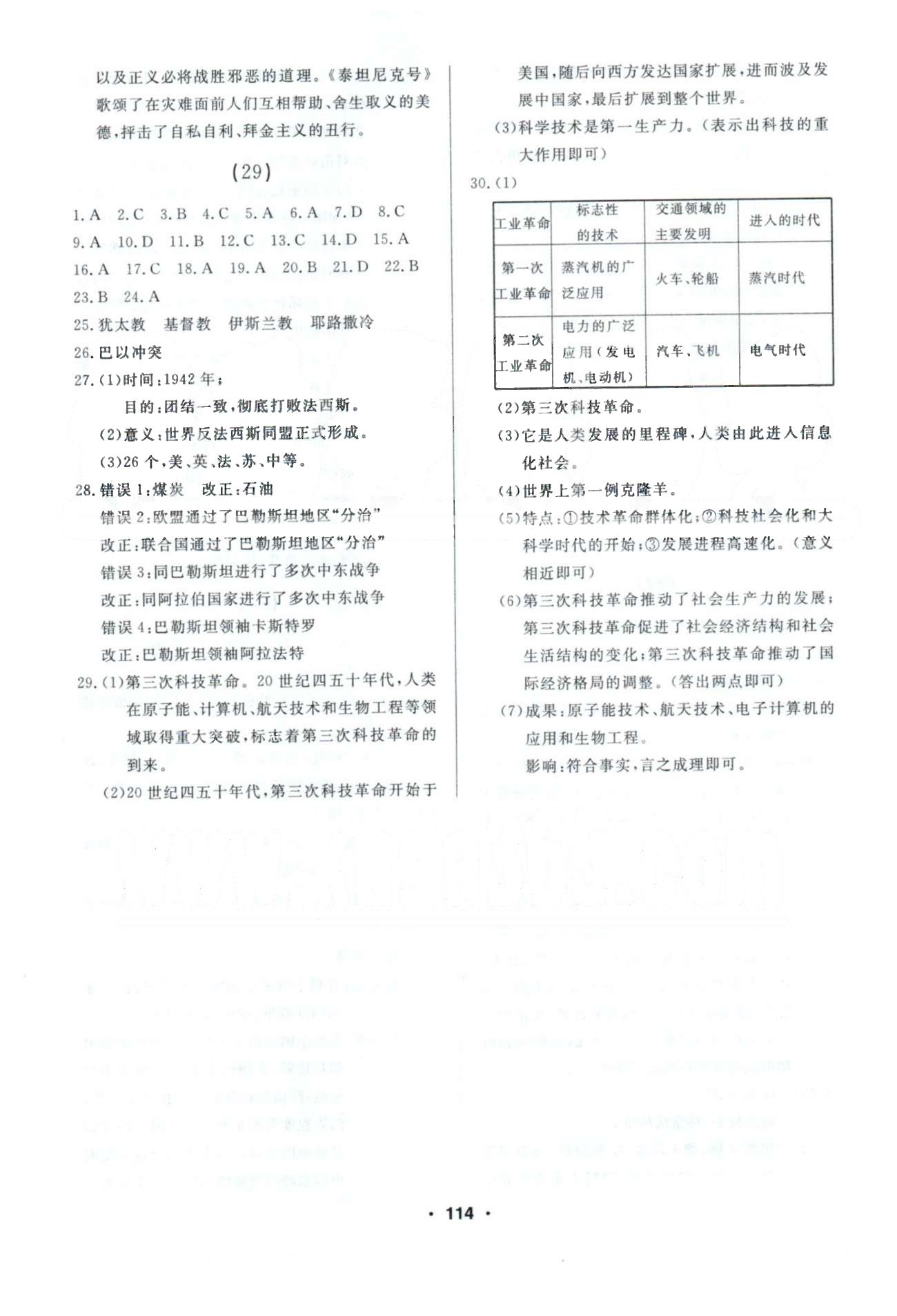 試題優(yōu)化課堂同步九年級(jí)下歷史延邊人民出版社 21-29 [5]