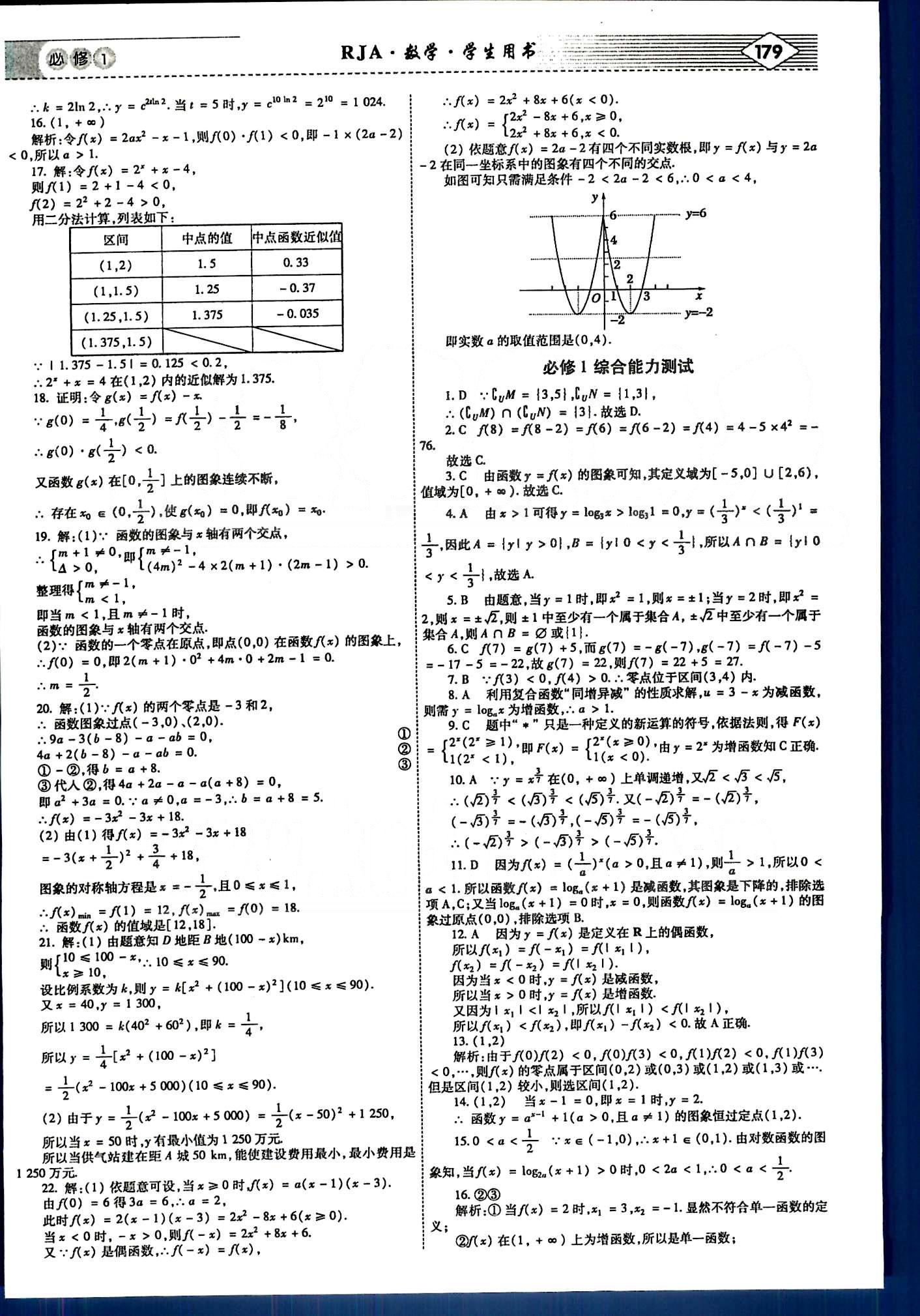 紅對勾-講與練數(shù)學(xué)內(nèi)蒙古大學(xué)出版社必修1 單元綜合測試 [4]