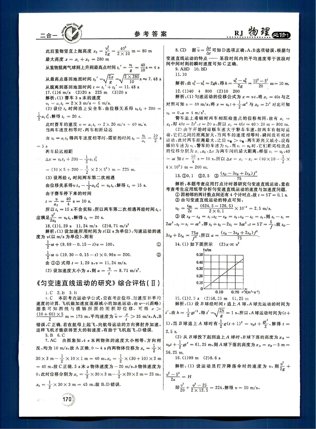 紅對勾-45分鐘作業(yè)與單元評估物理內(nèi)蒙古大學(xué)出版社必修1 綜合評估 [4]