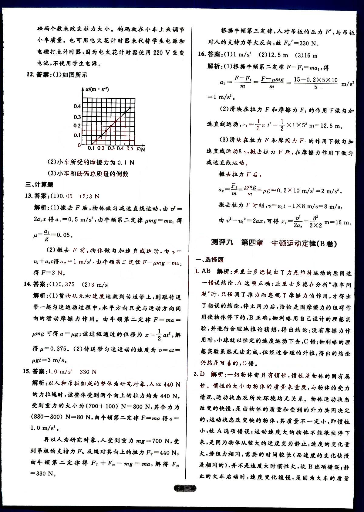 高中同步測(cè)控-優(yōu)化訓(xùn)練-單元評(píng)測(cè)-物理-必修1人民教育出版社 第3部分 [4]