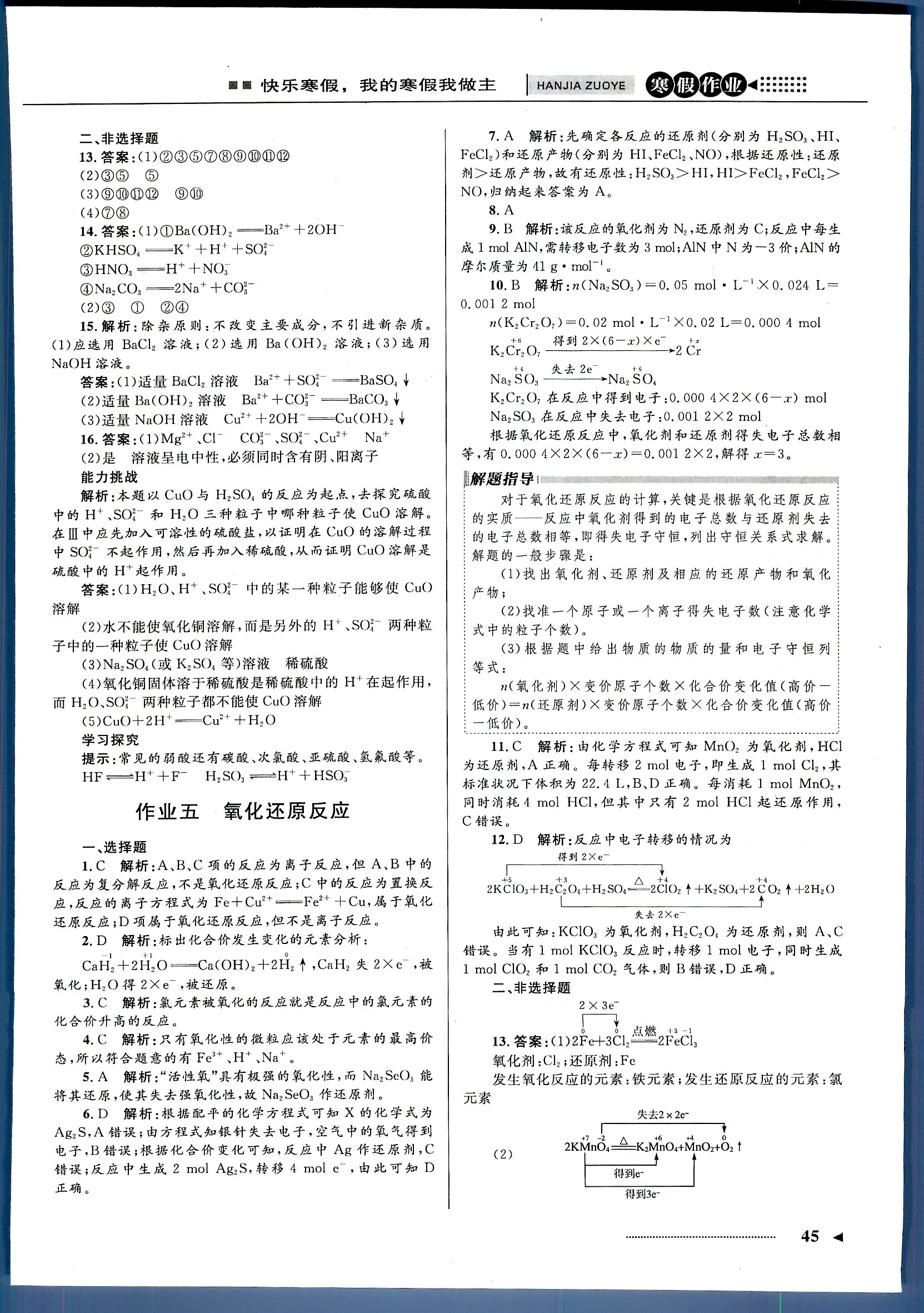 志鸿优化系列寒假作业 化学 高一 新课标河北少年儿童出版社1 第1部分 [5]