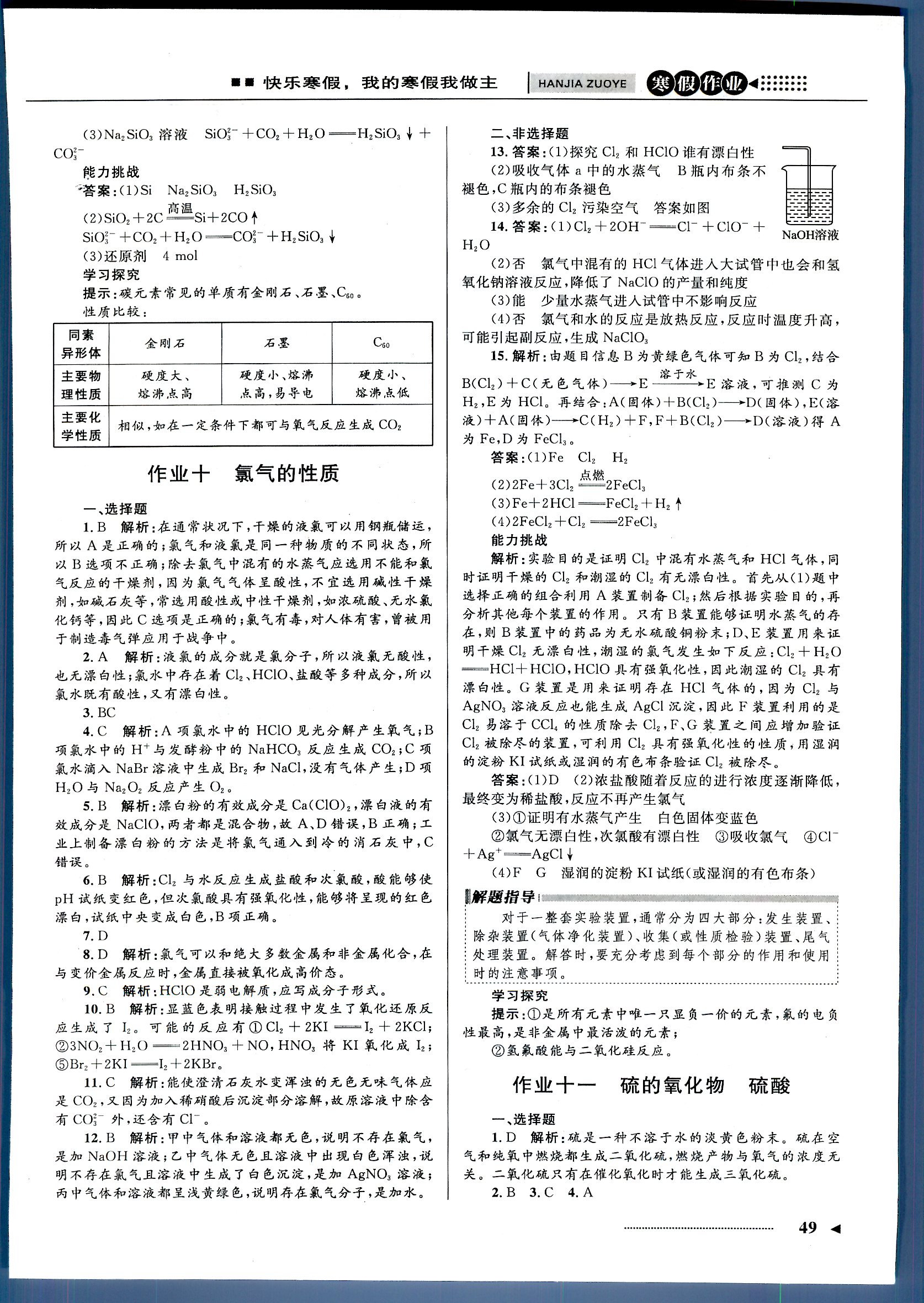 志鸿优化系列寒假作业 化学 高一 新课标河北少年儿童出版社1 第2部分 [4]