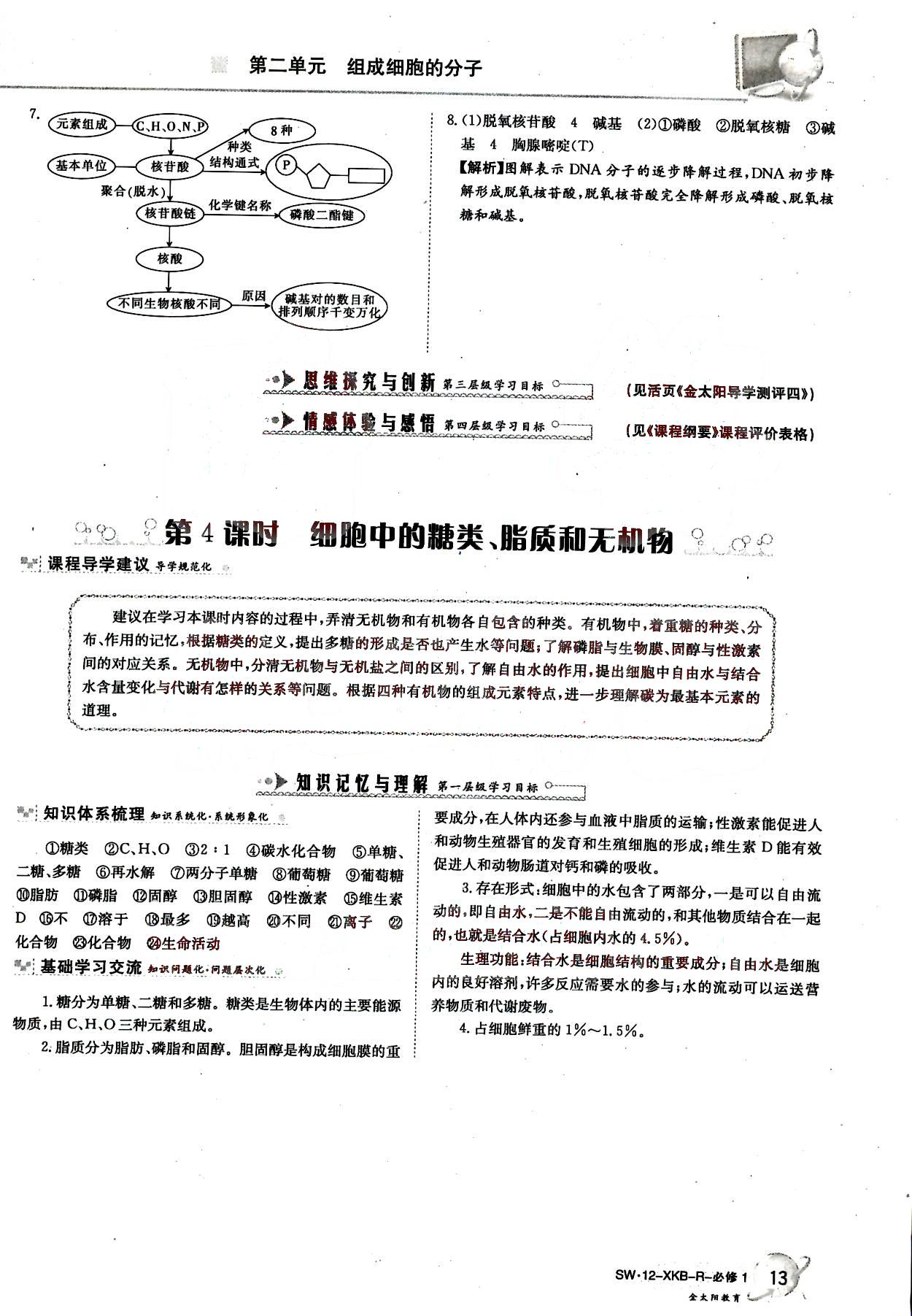 金太陽導(dǎo)學(xué)案-生物-必修1吉林文史出版社 第3部分 [1]