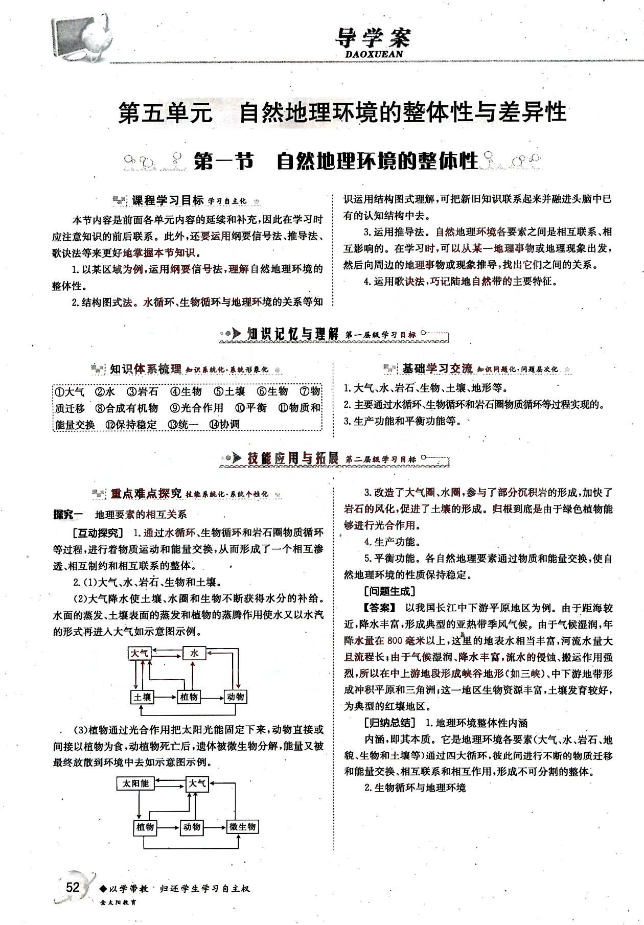 金太陽導(dǎo)學(xué)案-地理-必修1吉林文史出版社 第10部分 [5]