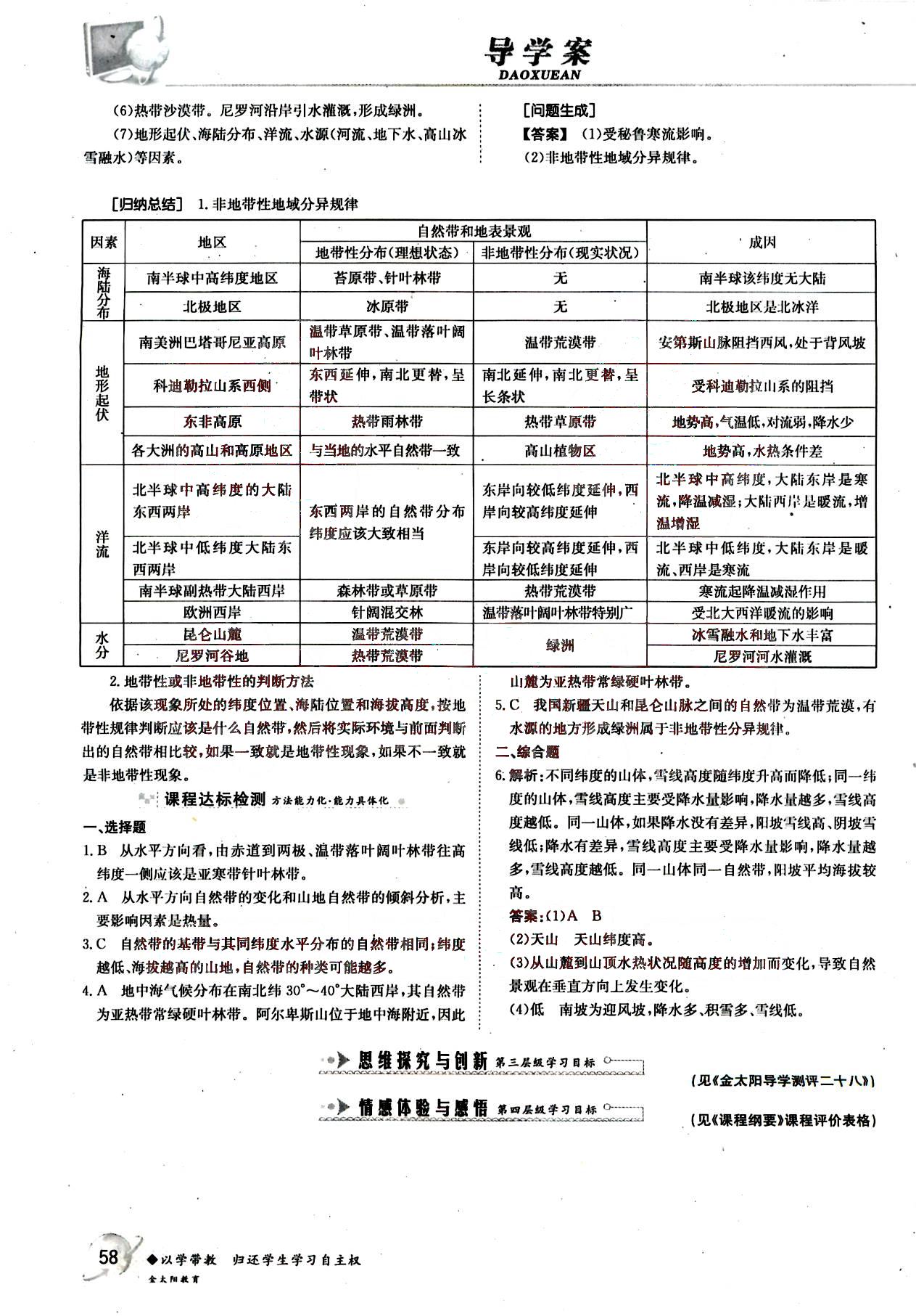 金太陽(yáng)導(dǎo)學(xué)案-地理-必修1吉林文史出版社 第12部分 [1]