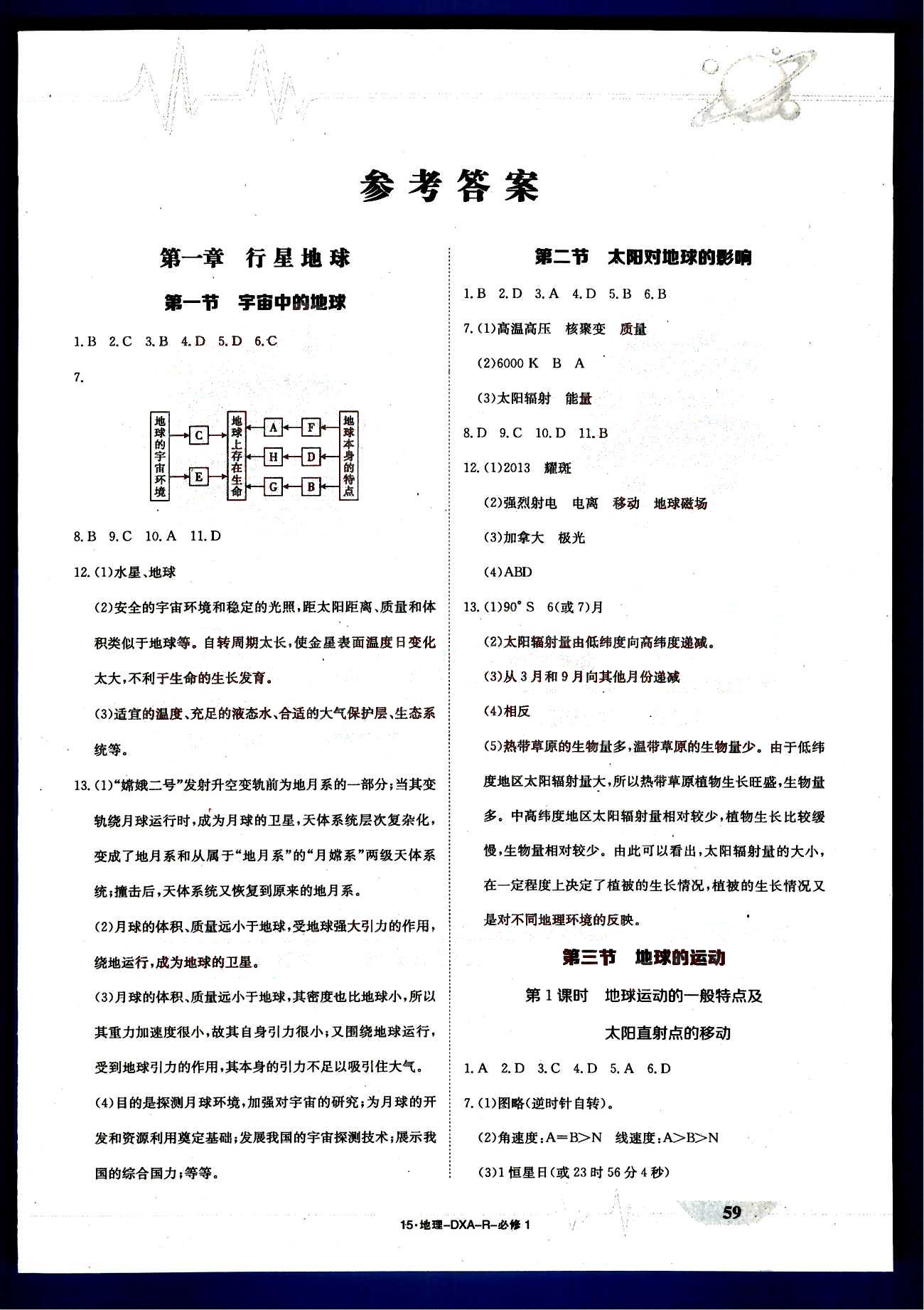 金太陽導(dǎo)學(xué)案-固學(xué)案-地理-必修1江西教育出版社 第2部分 [5]