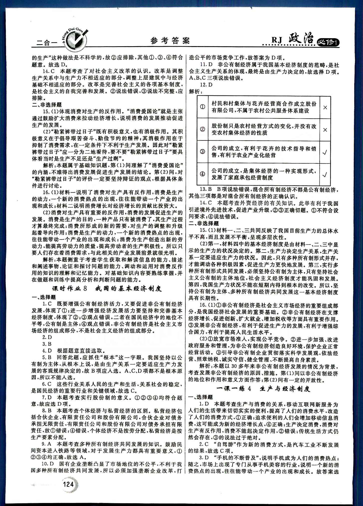 紅對勾-45分鐘作業(yè)與單元評估政治內(nèi)蒙古大學(xué)出版社必修1 第一單元-第二單元 [8]