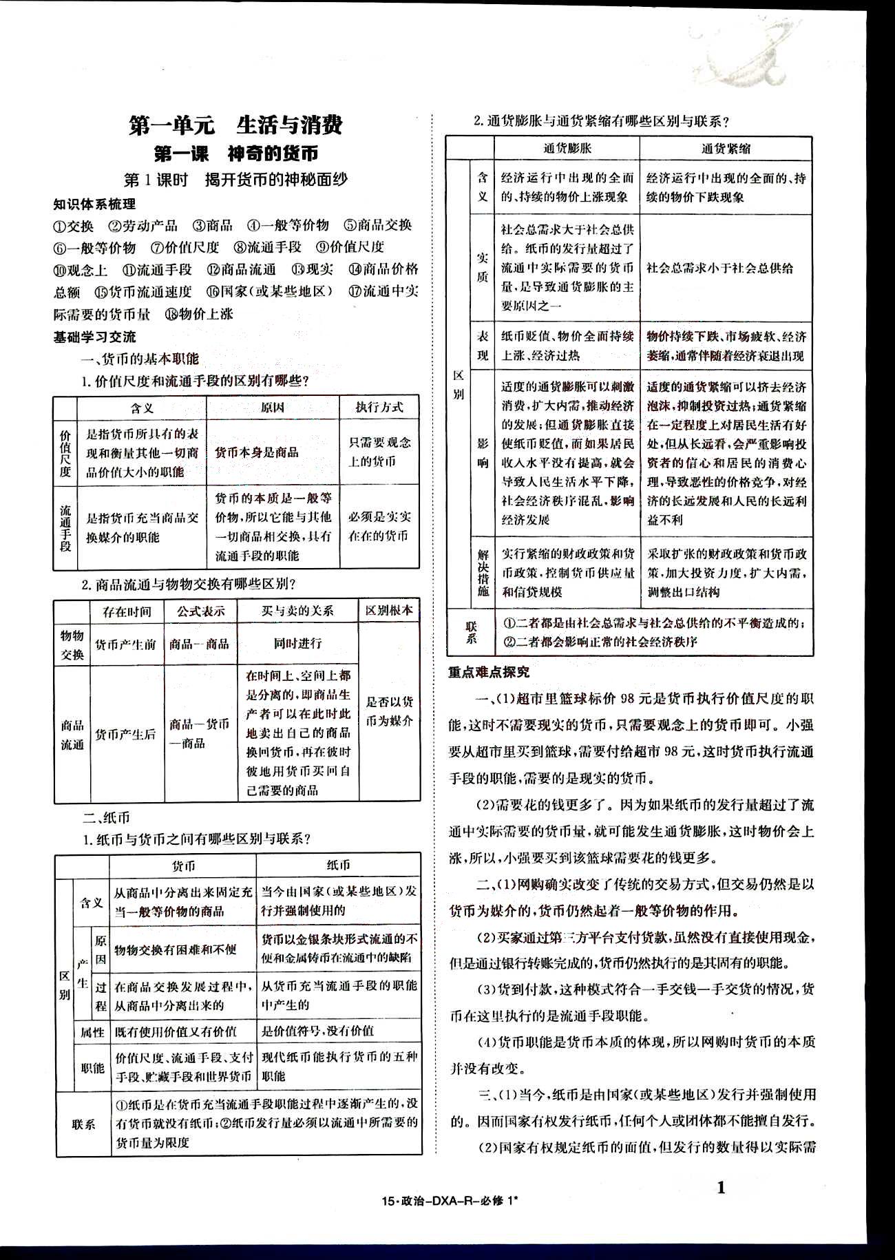 金太阳导学案-导学案-政治-必修1江西教育出版社 第1部分 [1]