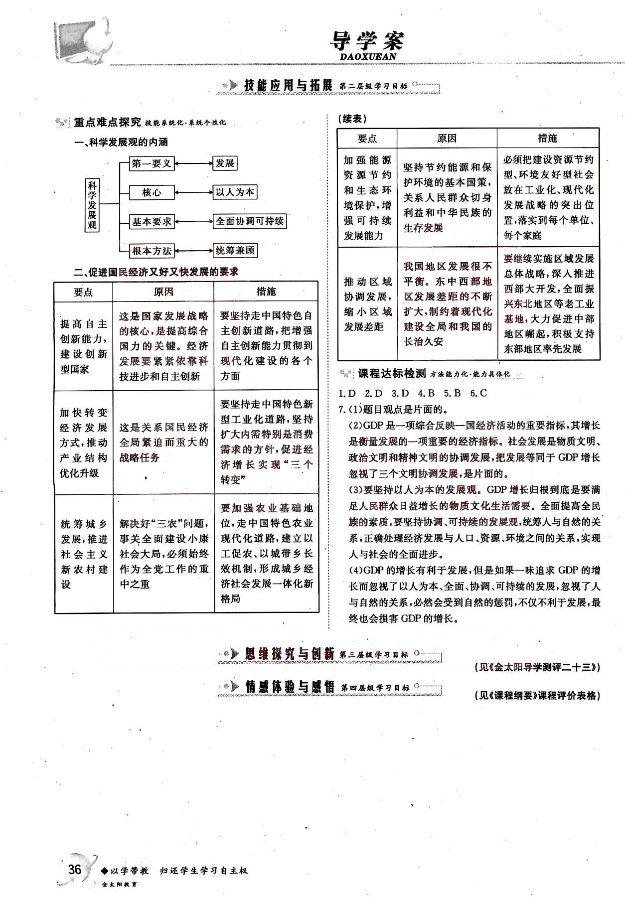 金太陽導(dǎo)學(xué)案-政治-必修1吉林文史出版社 第7部分 [4]