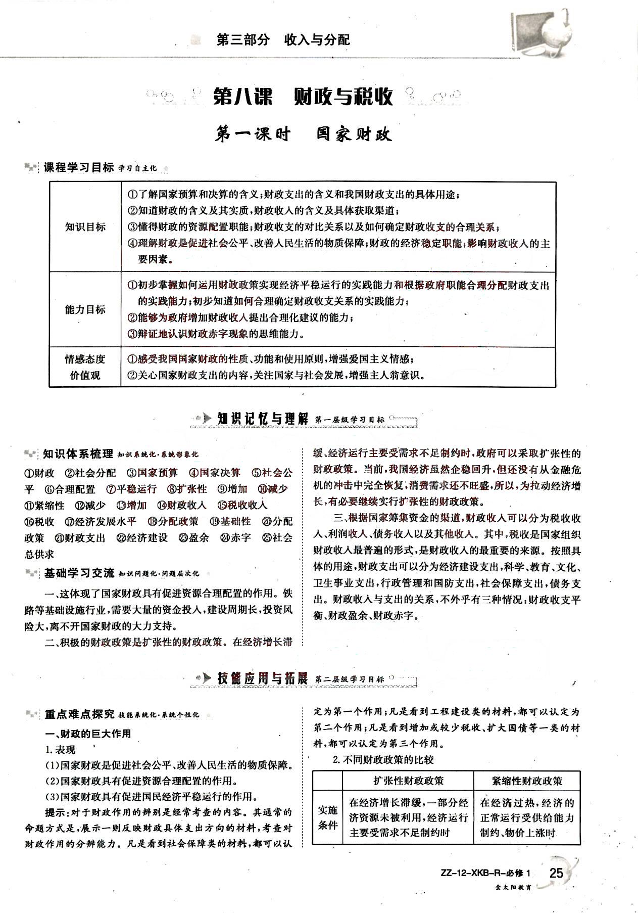 金太陽導(dǎo)學(xué)案-政治-必修1吉林文史出版社 第5部分 [3]