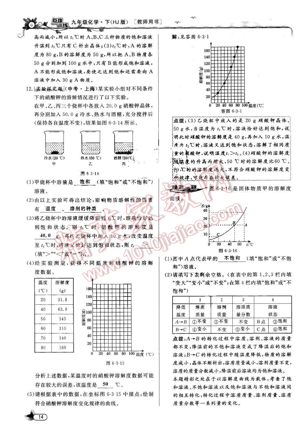 2017年點(diǎn)撥訓(xùn)練九年級化學(xué)下冊滬教版 第14頁