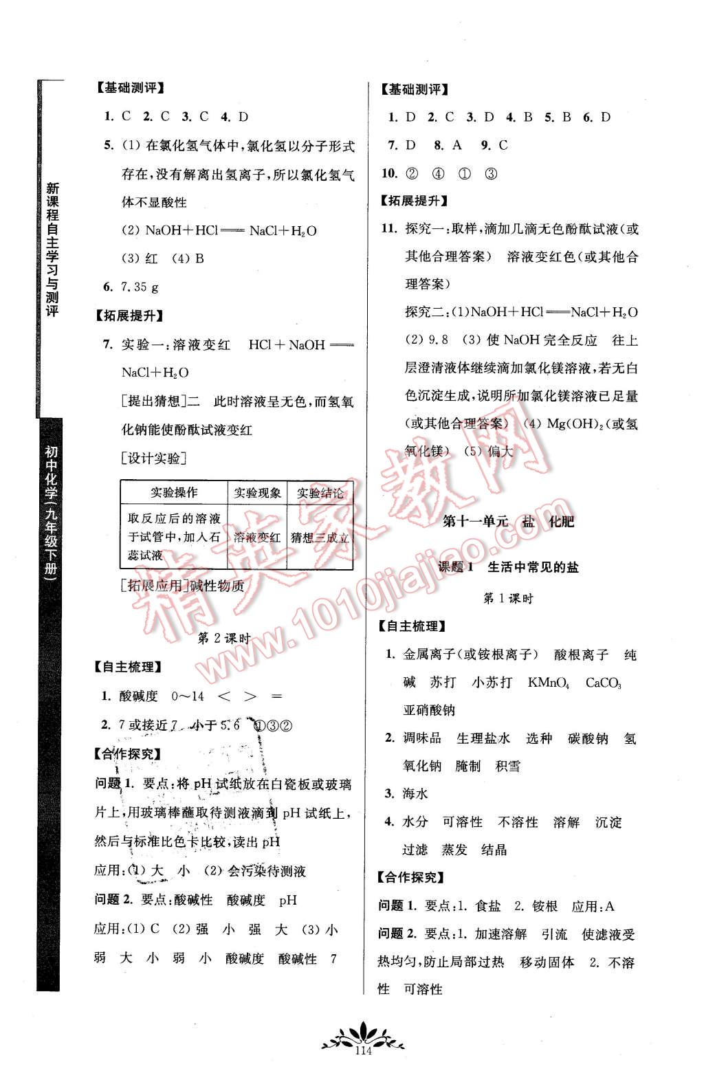 2016年新課程自主學(xué)習(xí)與測(cè)評(píng)初中化學(xué)九年級(jí)下冊(cè)人教版 第6頁