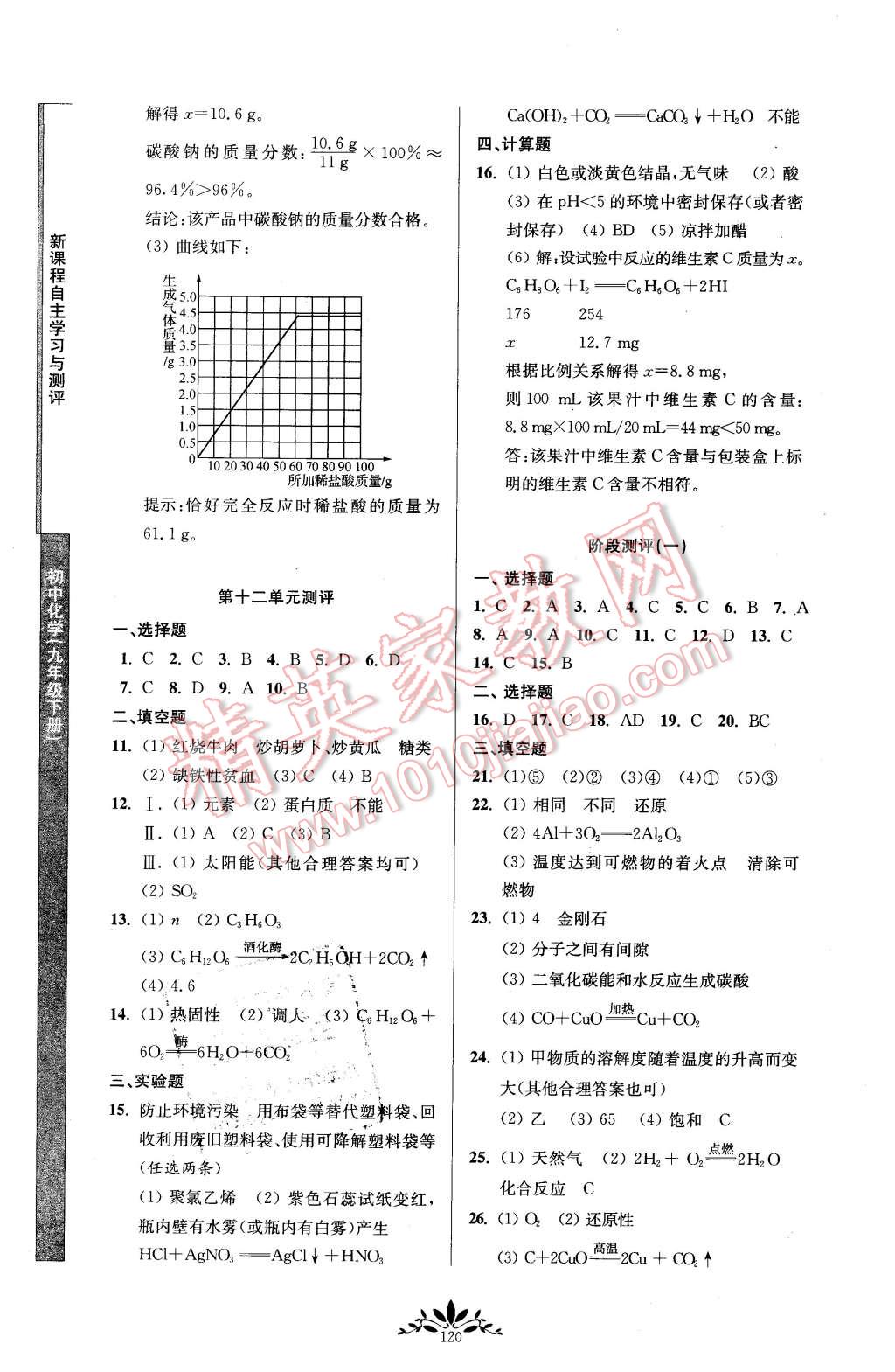 2016年新課程自主學(xué)習(xí)與測評初中化學(xué)九年級下冊人教版 第12頁