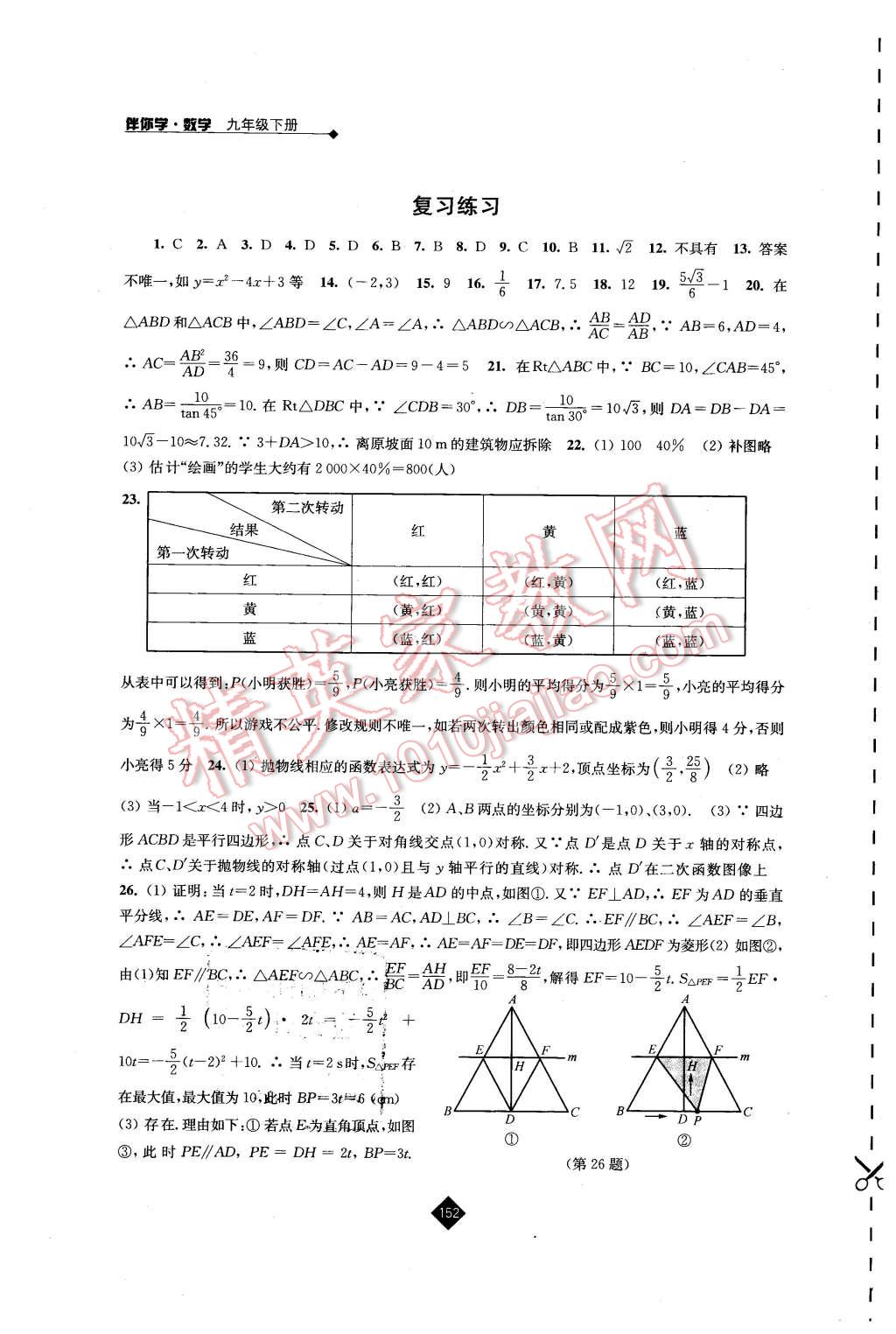 2016年伴你学九年级数学下册苏科版 第20页