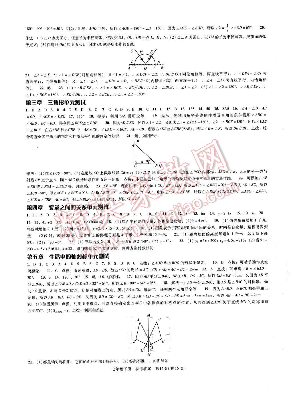 2016年深圳金卷初中數(shù)學(xué)課時(shí)作業(yè)AB本七年級(jí)下冊(cè) 第15頁(yè)