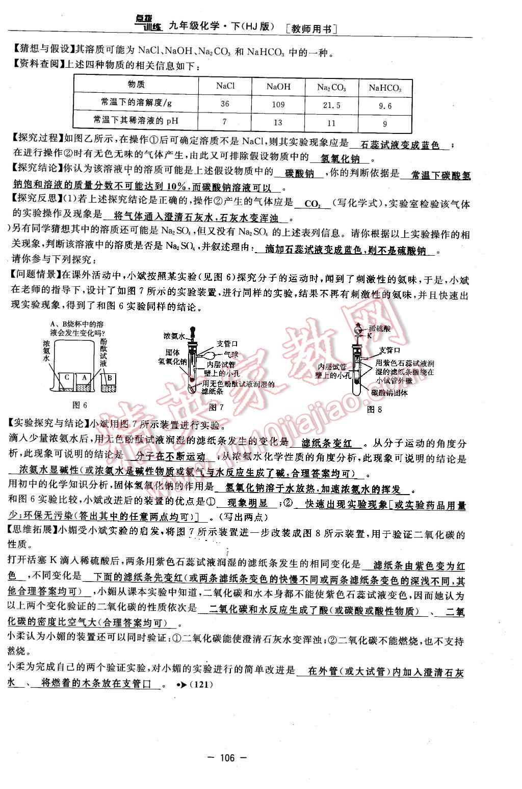 2016年點(diǎn)撥訓(xùn)練九年級(jí)化學(xué)下冊(cè)滬教版 第106頁