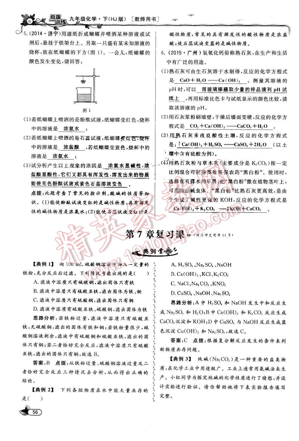 2016年點(diǎn)撥訓(xùn)練九年級化學(xué)下冊滬教版 第56頁