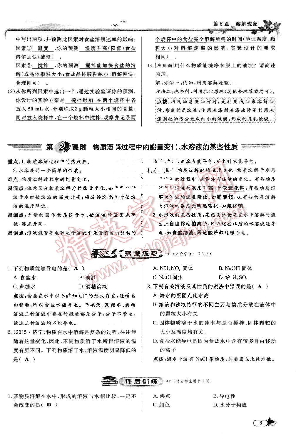 2017年點撥訓練九年級化學下冊滬教版 第3頁