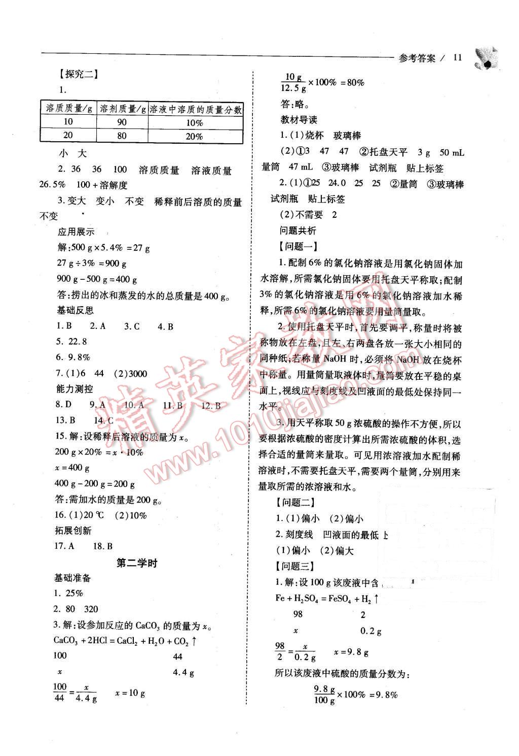 2016年新课程问题解决导学方案九年级化学下册人教版 第11页