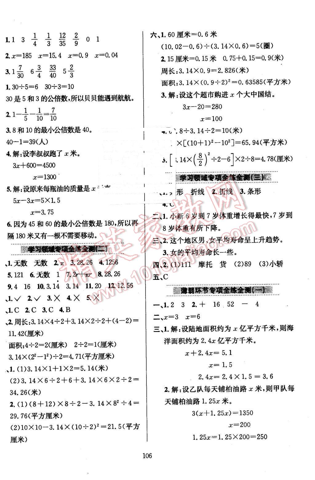 2016年小学教材全练五年级数学下册江苏版 第10页