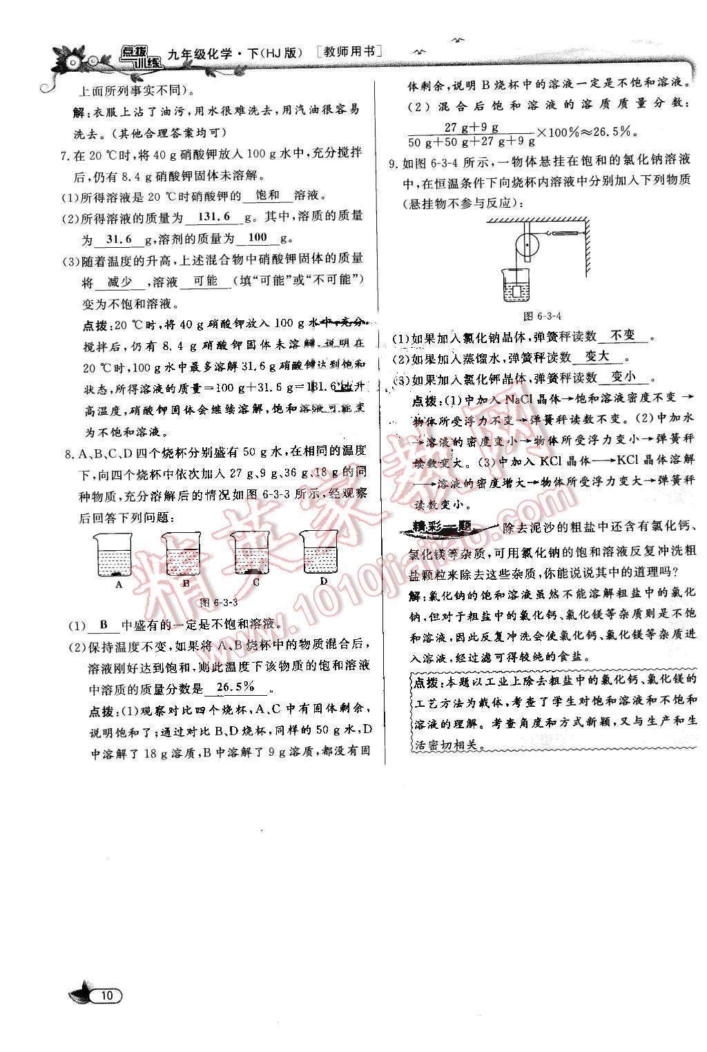 2016年點撥訓練九年級化學下冊滬教版 第10頁