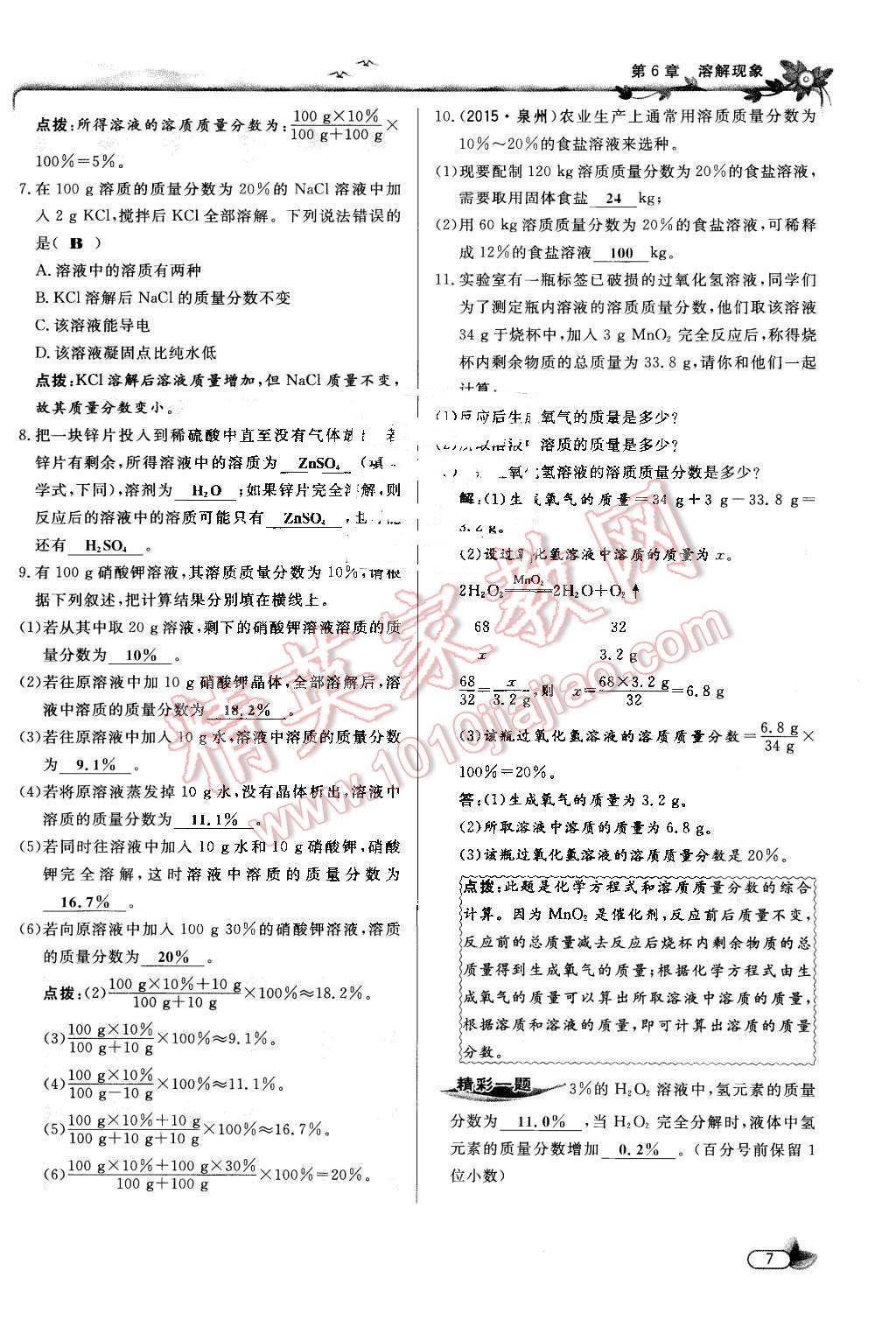 2016年點撥訓(xùn)練九年級化學(xué)下冊滬教版 第7頁